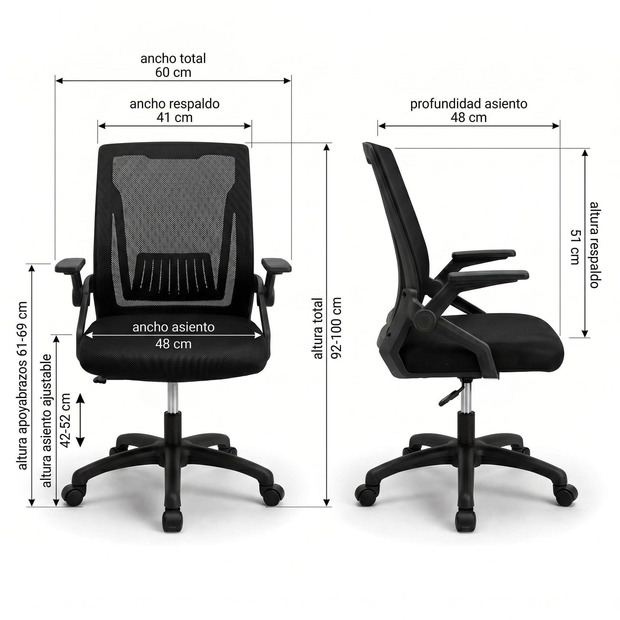 Silla De Oficina Escritorio Ejecutiva Ecomonico Resistente Negro Poliéster-2