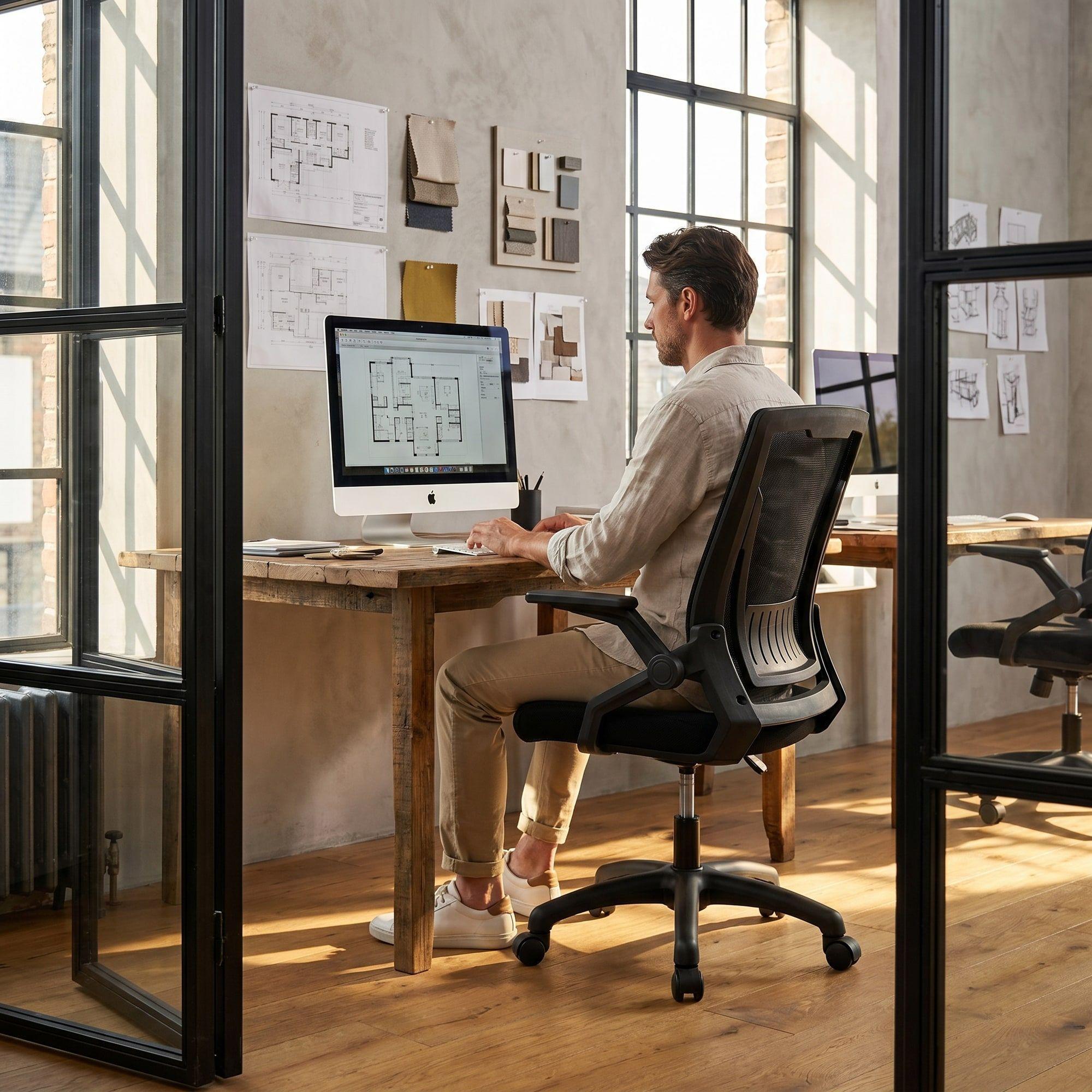 Silla De Oficina Escritorio Ejecutiva Ecomonico Resistente Negro Poliéster-4