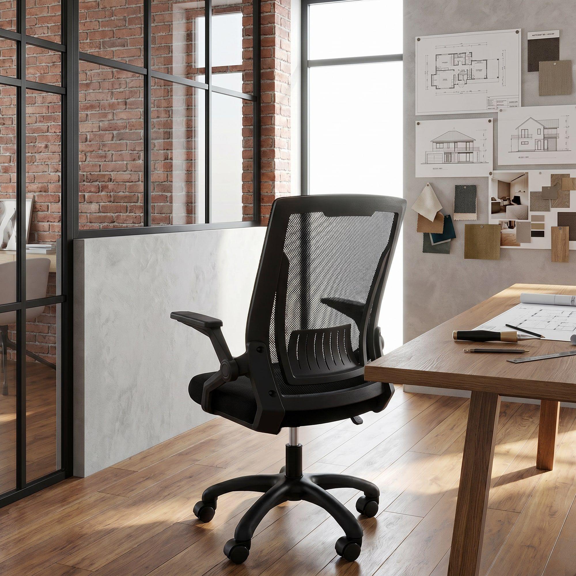 Silla De Oficina Escritorio Ejecutiva Ecomonico Resistente Negro Poliéster-5