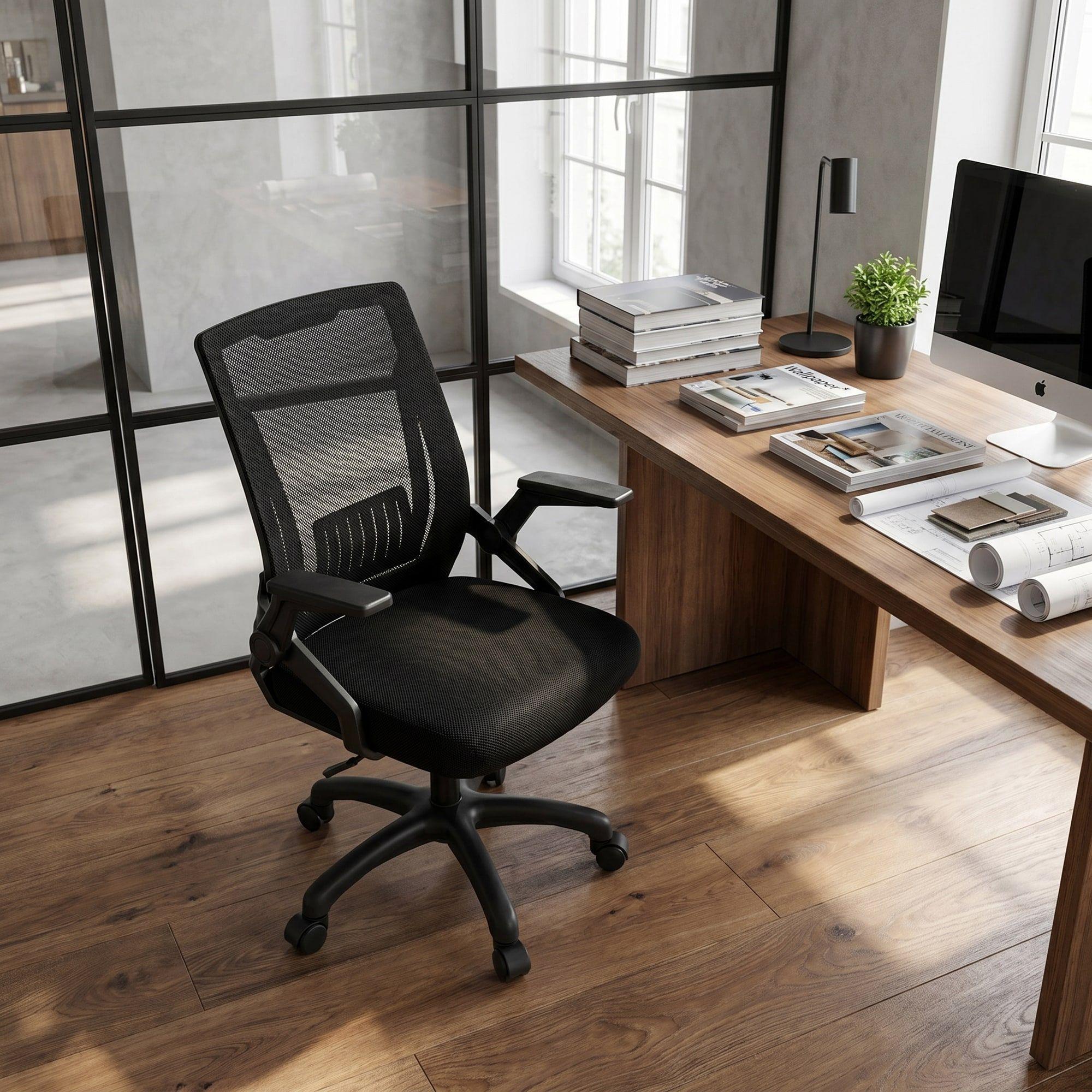 Silla De Oficina Escritorio Ejecutiva Ecomonico Resistente Negro Poliéster-7