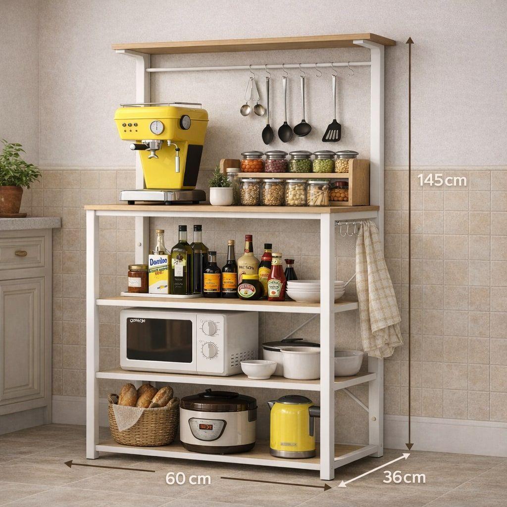 Estante Para Cocina Porta Microonda 145x60x36cm Multiuso Blanco-2