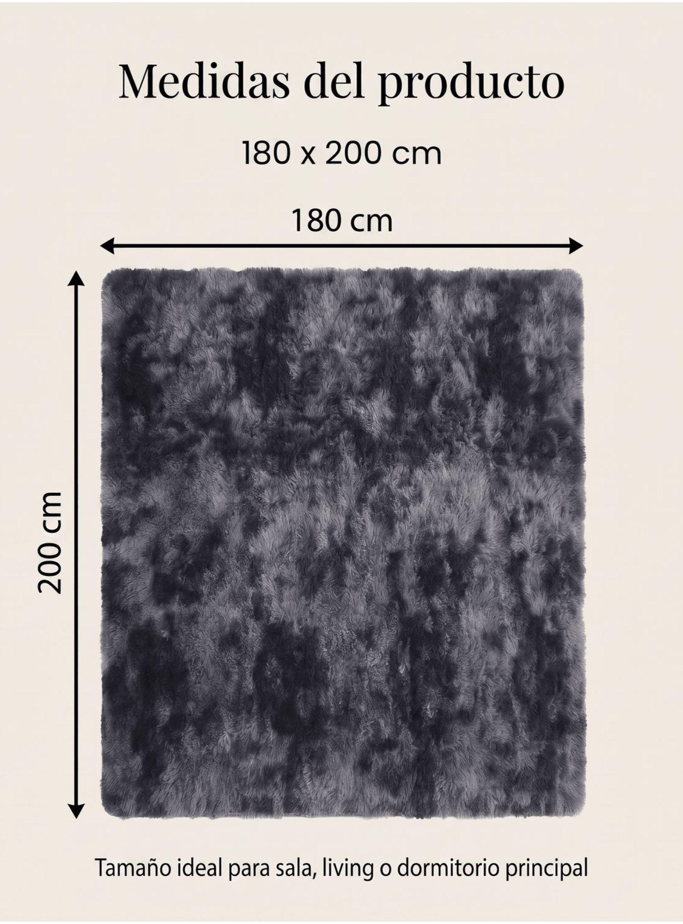 Alfombra 180x200cm Peluda Super Suave para living bajada de cama gris oscuro-1