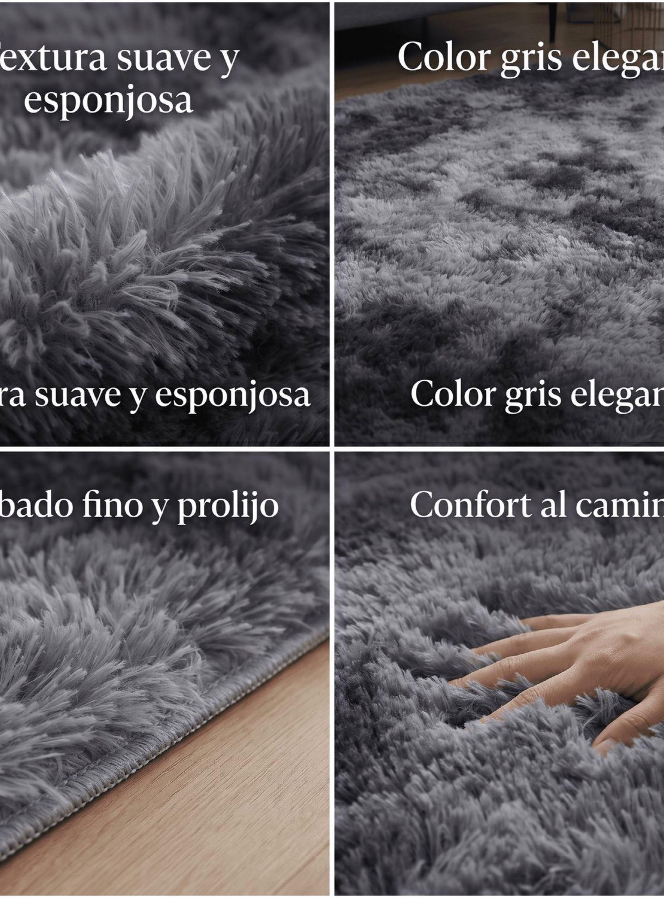 Alfombra 180x200cm Peluda Super Suave para living bajada de cama gris oscuro-2