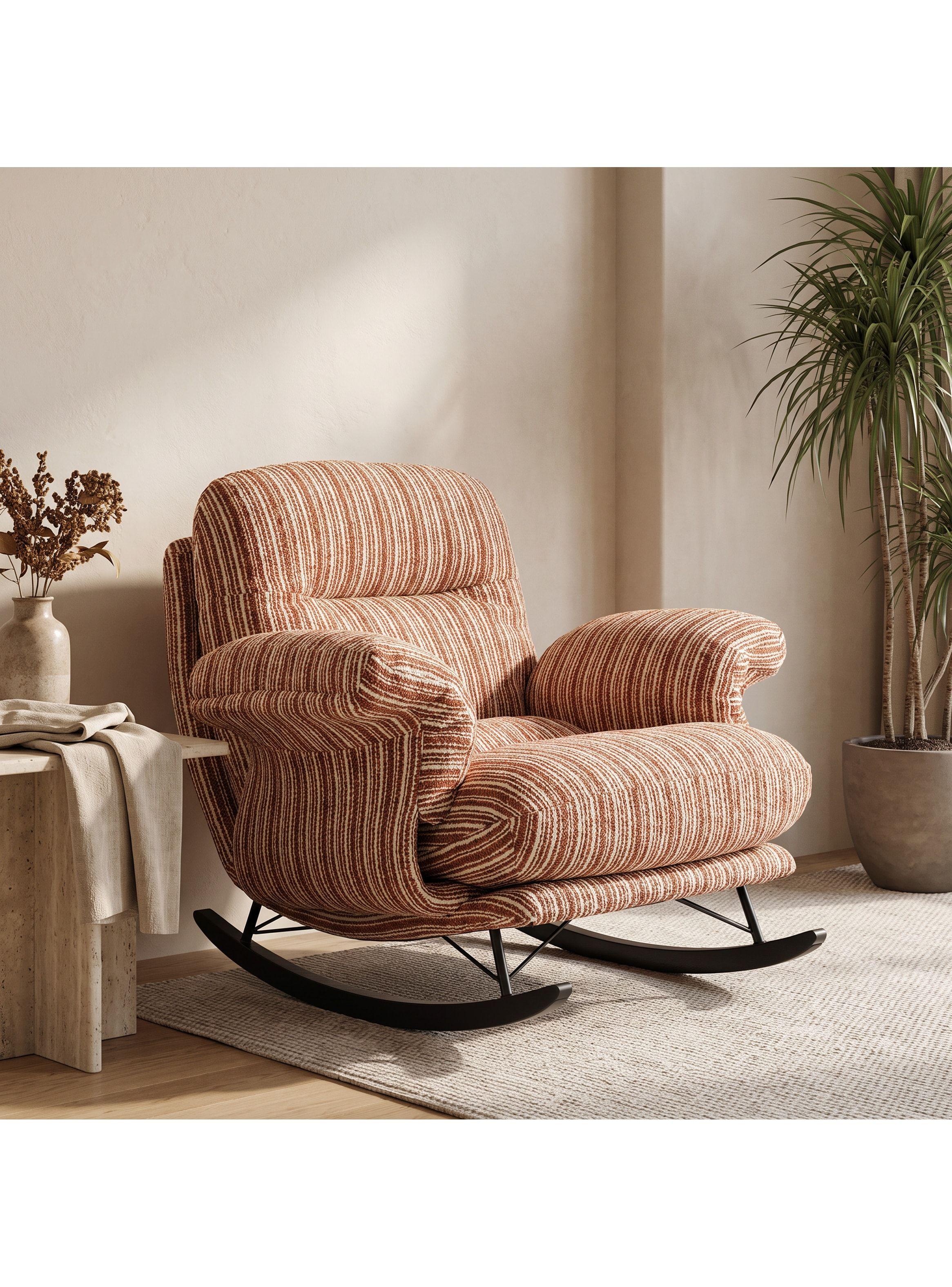 Sillón Mecedor Reclinable Amélie Chenilla Con Respaldo Alto-0
