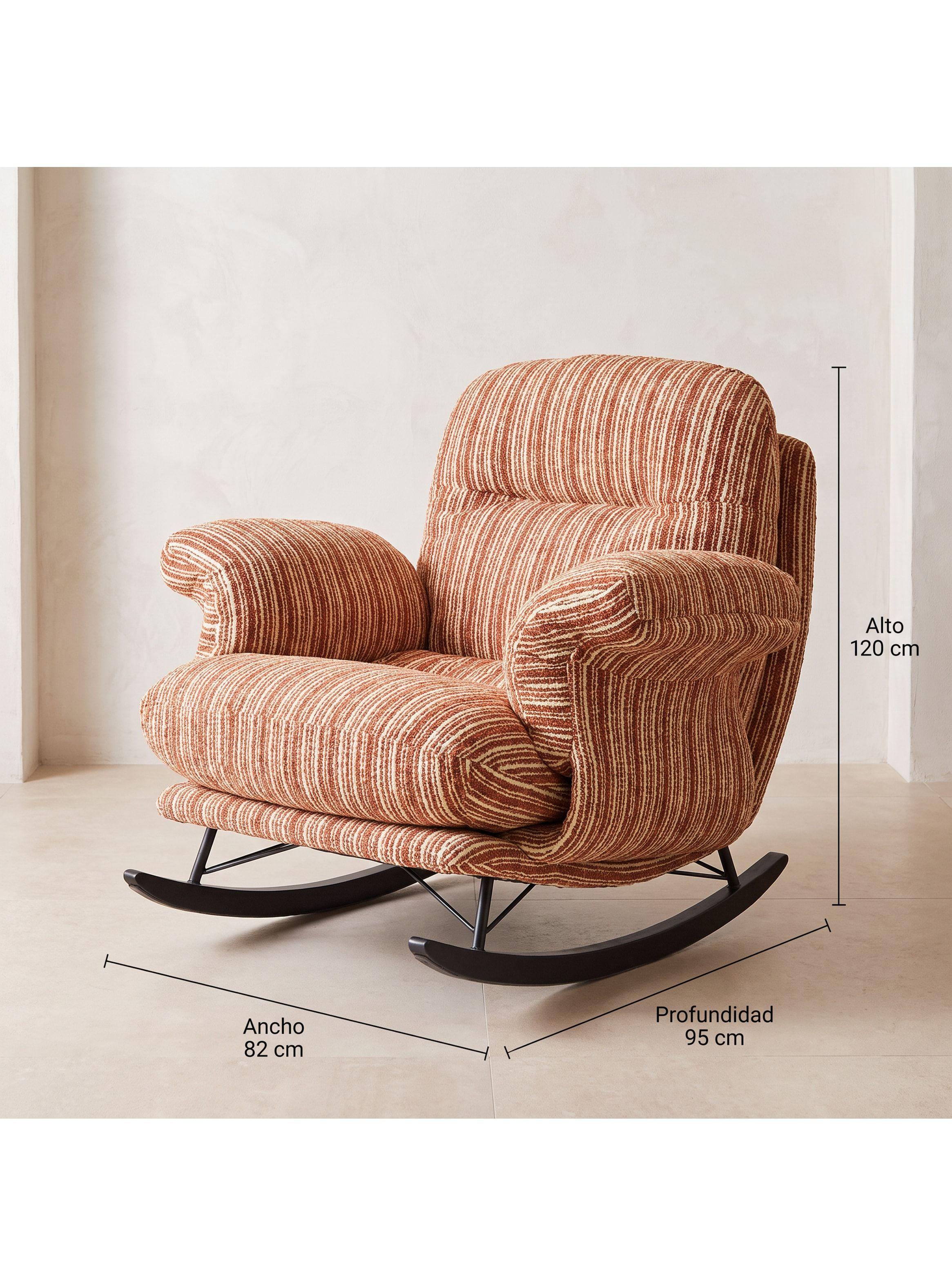 Sillón Mecedor Reclinable Amélie Chenilla Con Respaldo Alto-2