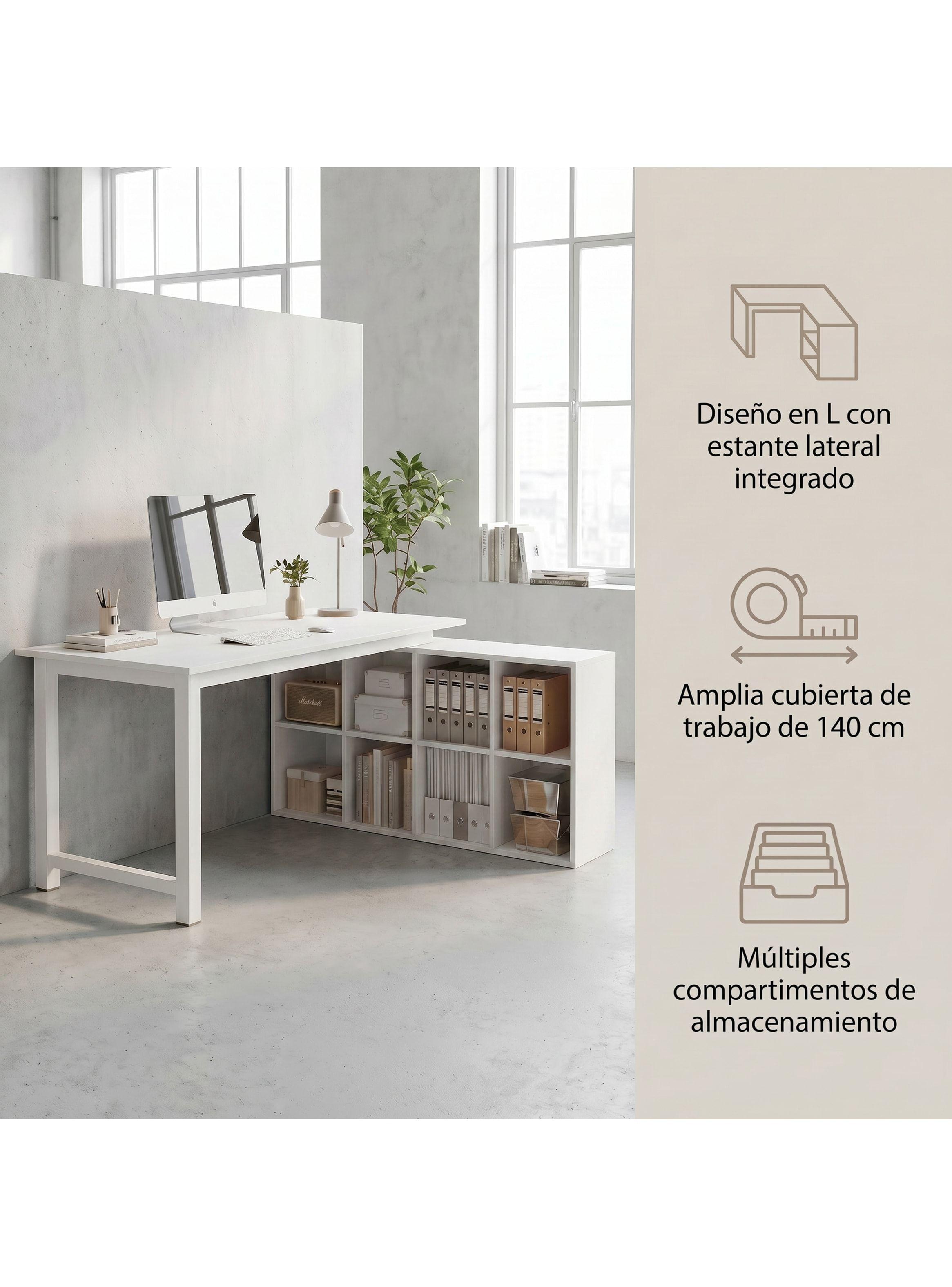 Escritorio Forma L Oficina Con Cajonera Intercambiable 140cm-1