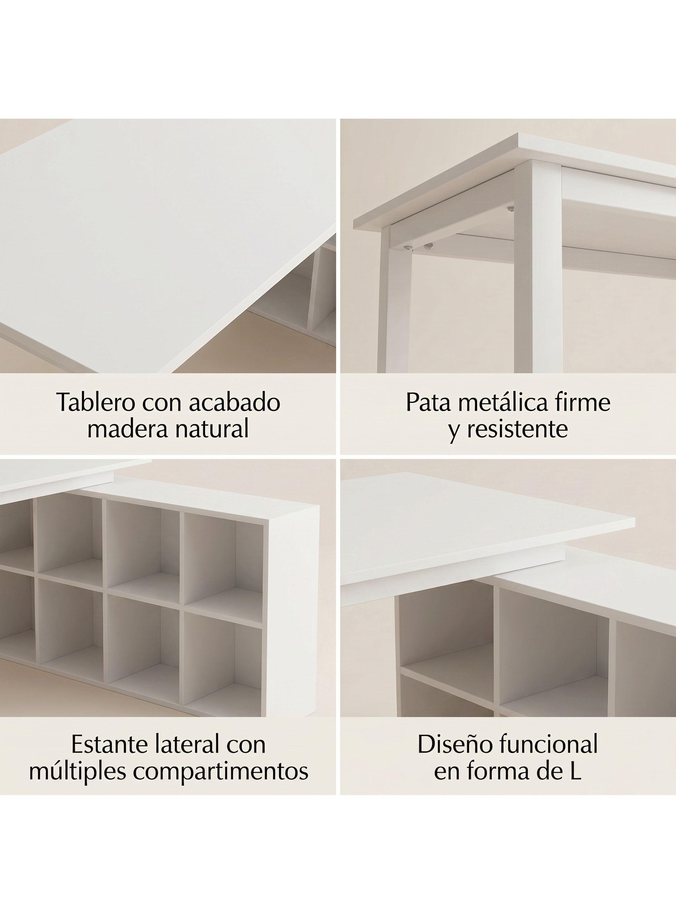 Escritorio Forma L Oficina Con Cajonera Intercambiable 140cm-3
