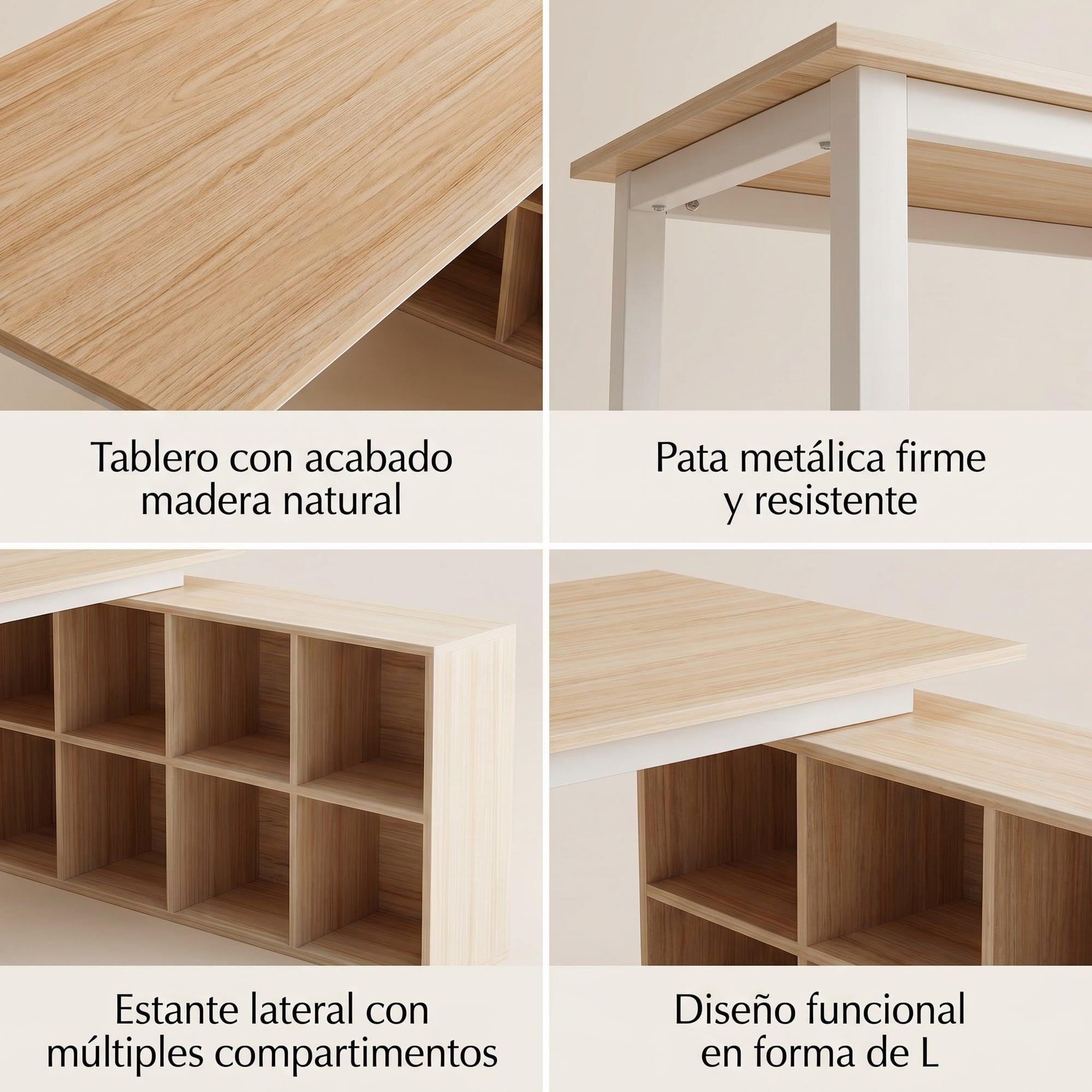 Escritorio Forma L Oficina Con Cajonera Intercambiable 140cm-3