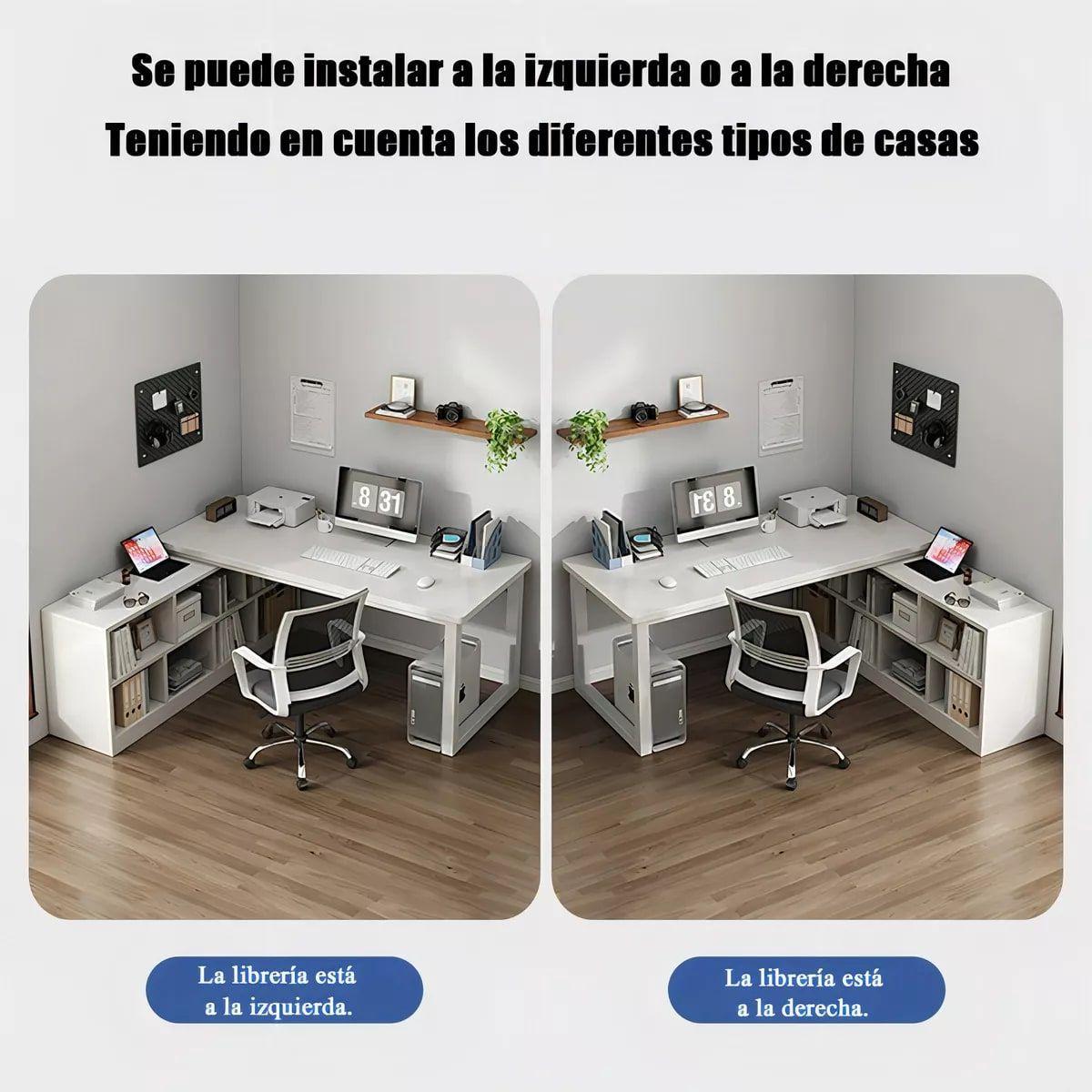 Escritorio Forma L Oficina Con Cajonera Intercambiable 140cm-4