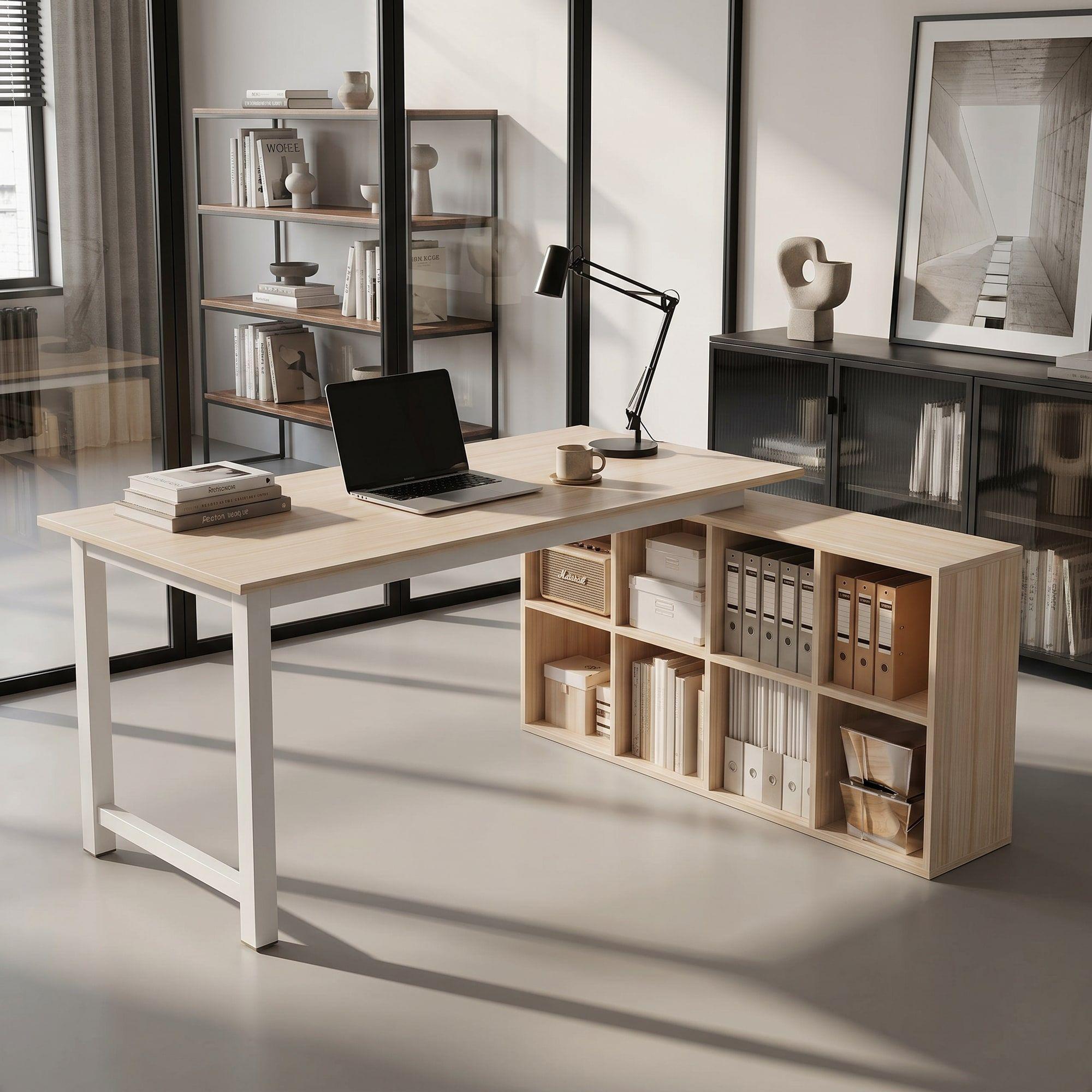 Escritorio Forma L Oficina Con Cajonera Intercambiable 140cm-6