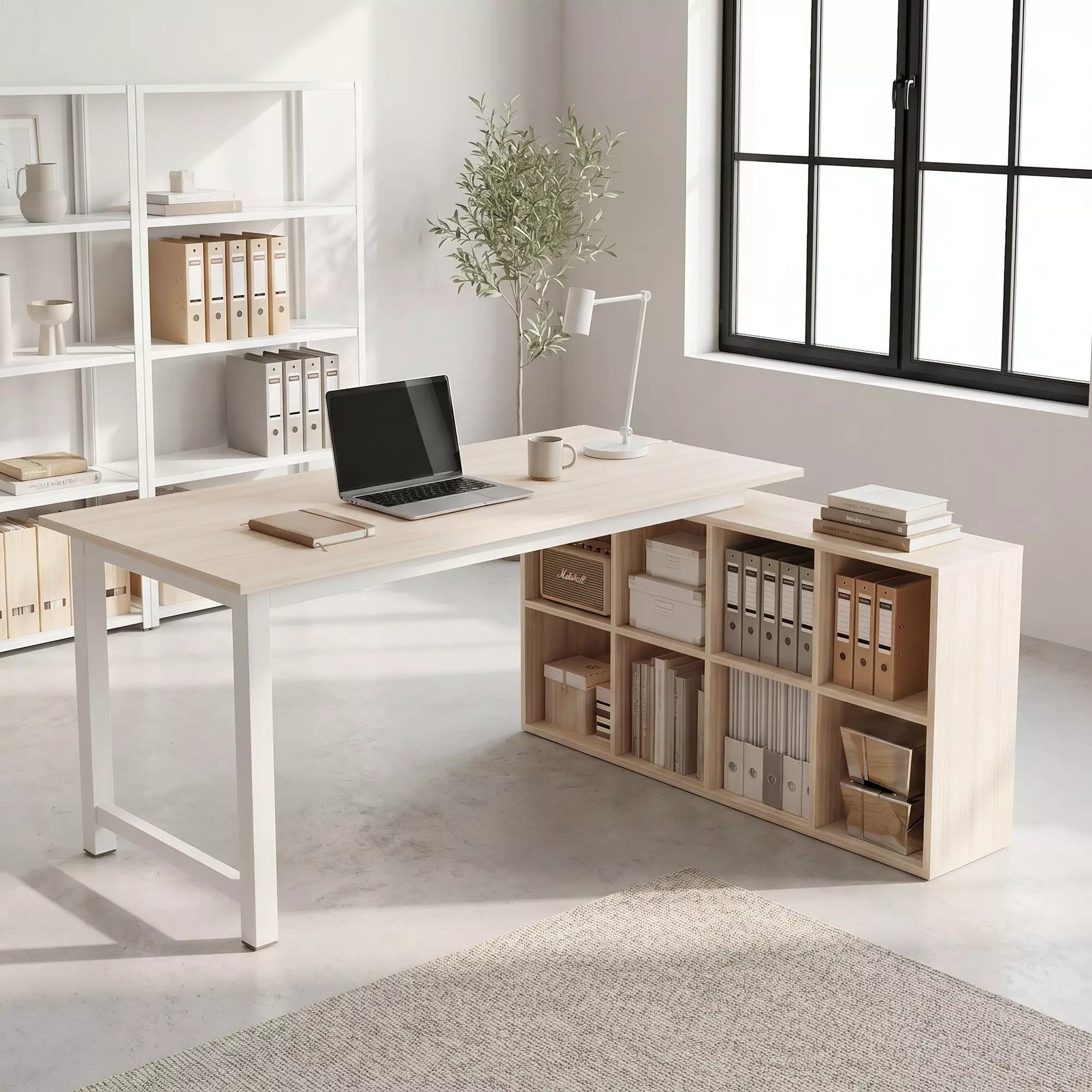 Escritorio Forma L Oficina Con Cajonera Intercambiable 140cm-7
