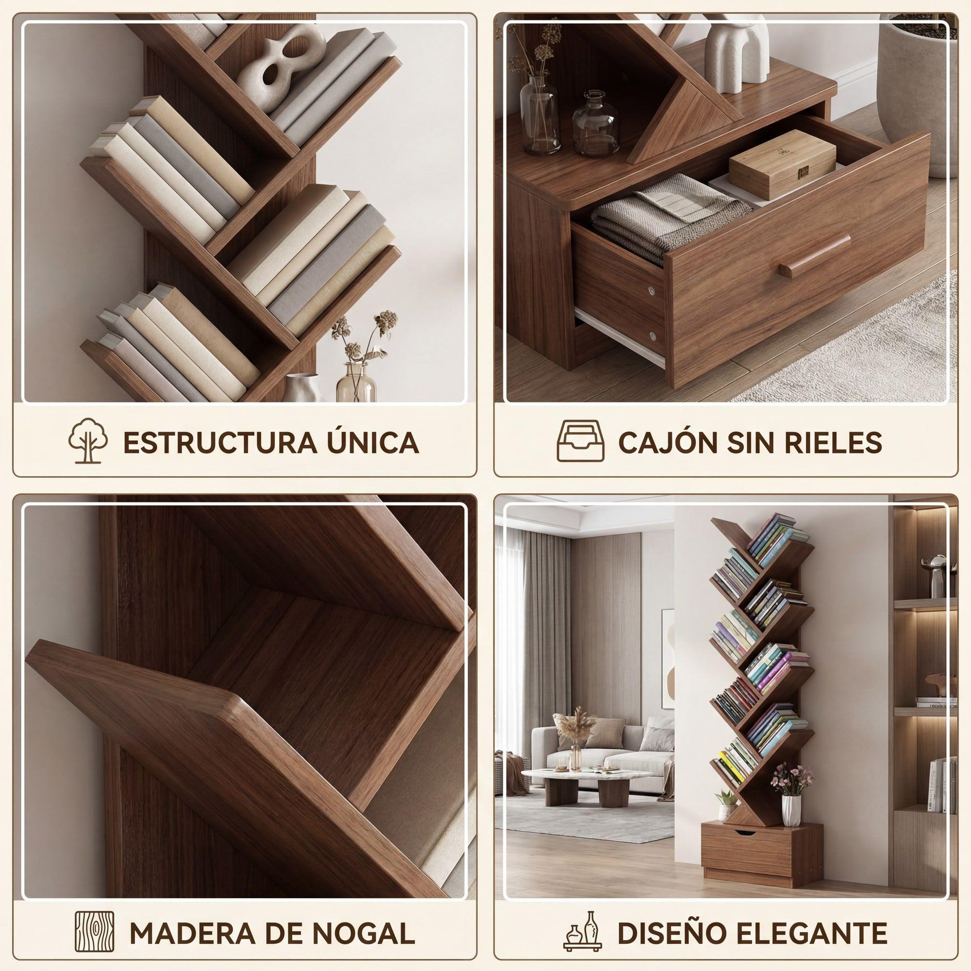 Biblioteca Librero De Arbol Organizador De Libros Alto 120cm Marrón Oscuro-6