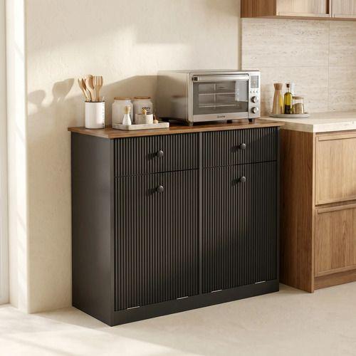 Mueble Cocina Depensa Aparador Comedor 2 Cestos Basurero Negro-6