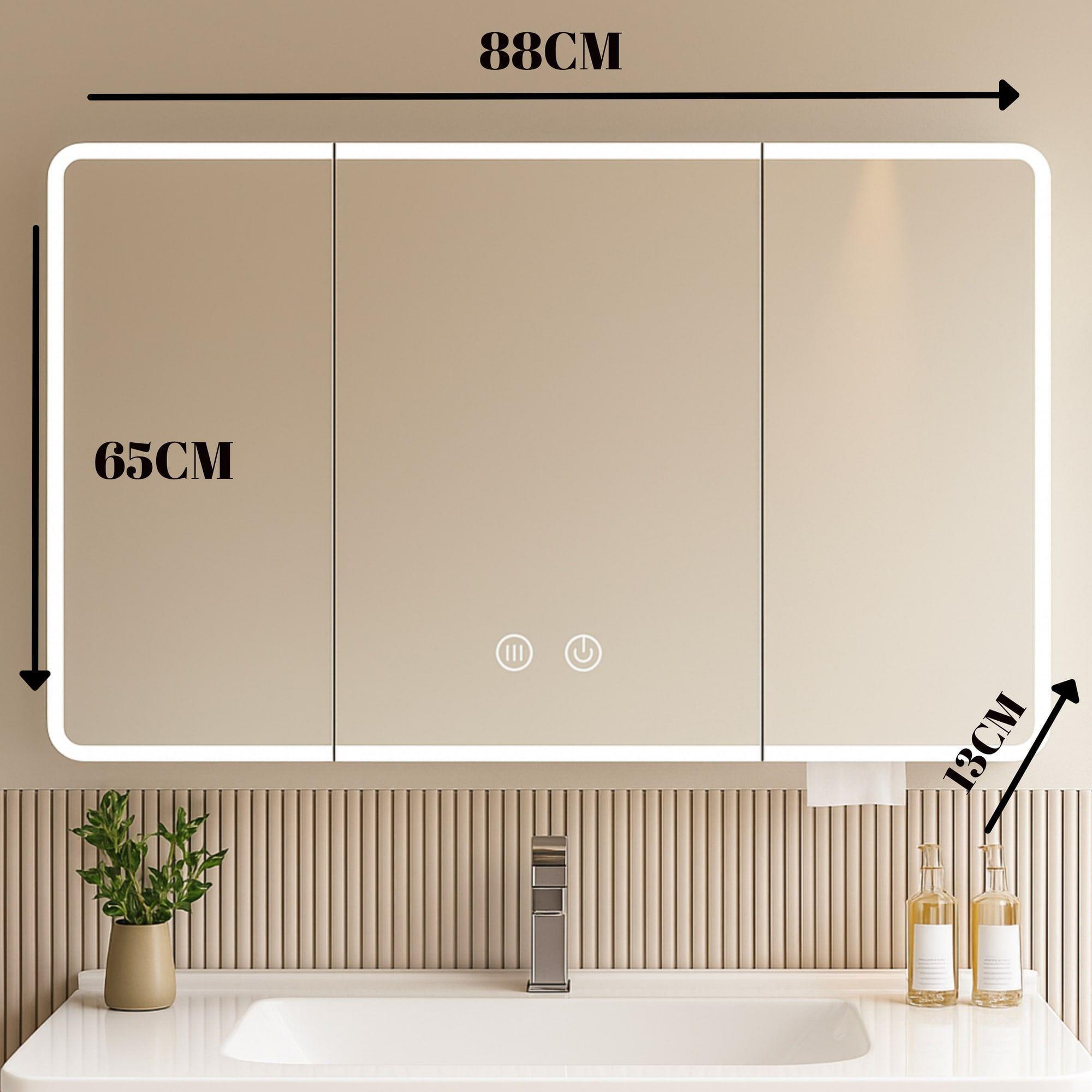 Botiquin Baño Inteligente Con Espejo Luz Antiempañamiento A Color Blanco-3