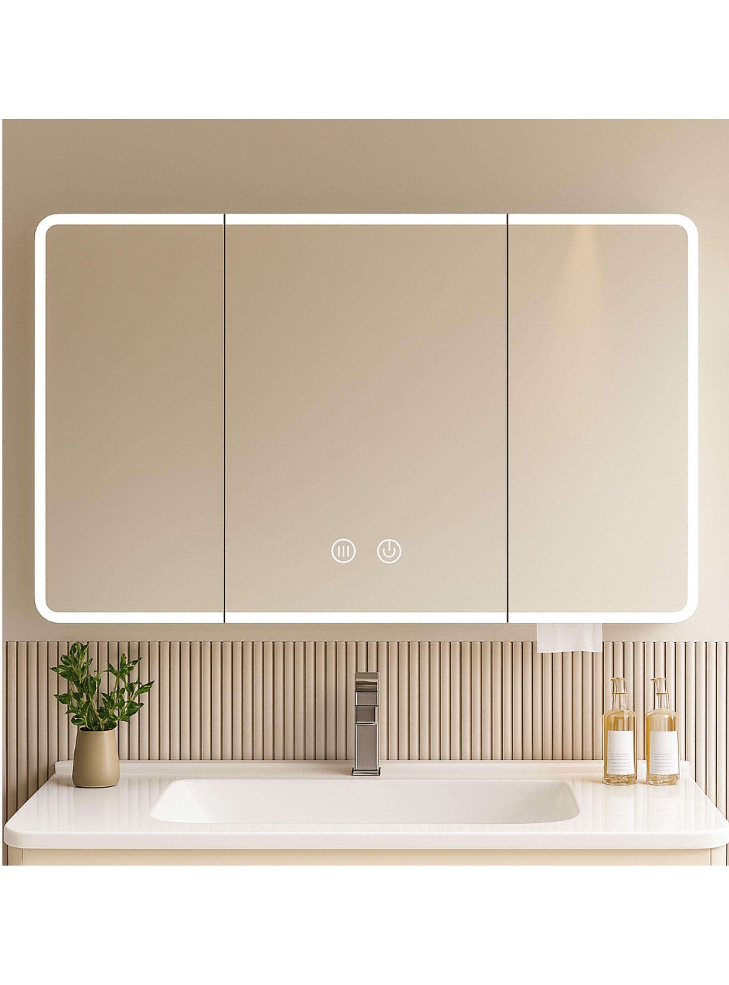 Botiquin Baño Inteligente Con Espejo Luz Antiempañamiento A Color Blanco-0