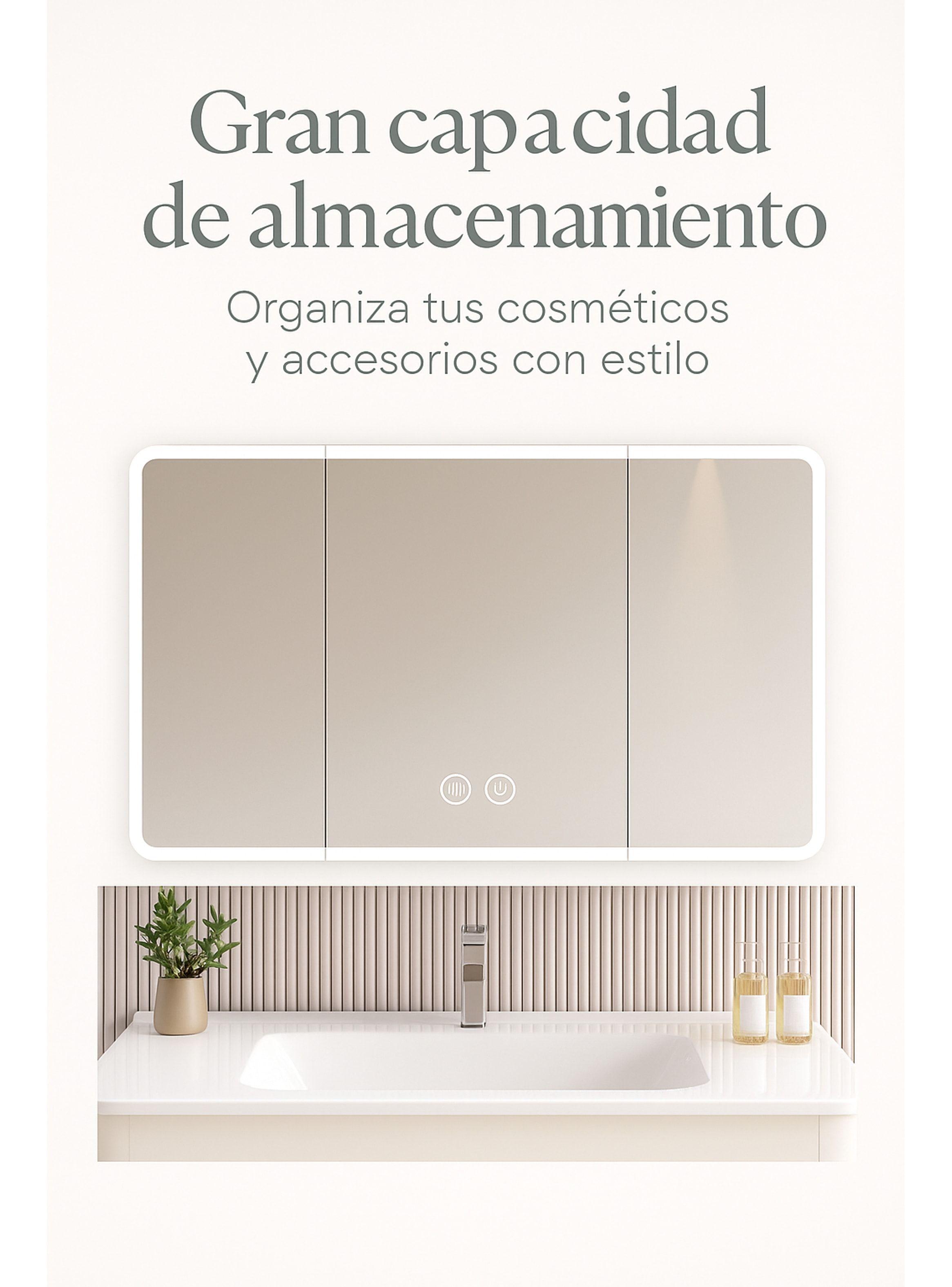 Botiquin Baño Inteligente Con Espejo Luz Antiempañamiento A Color Blanco-2