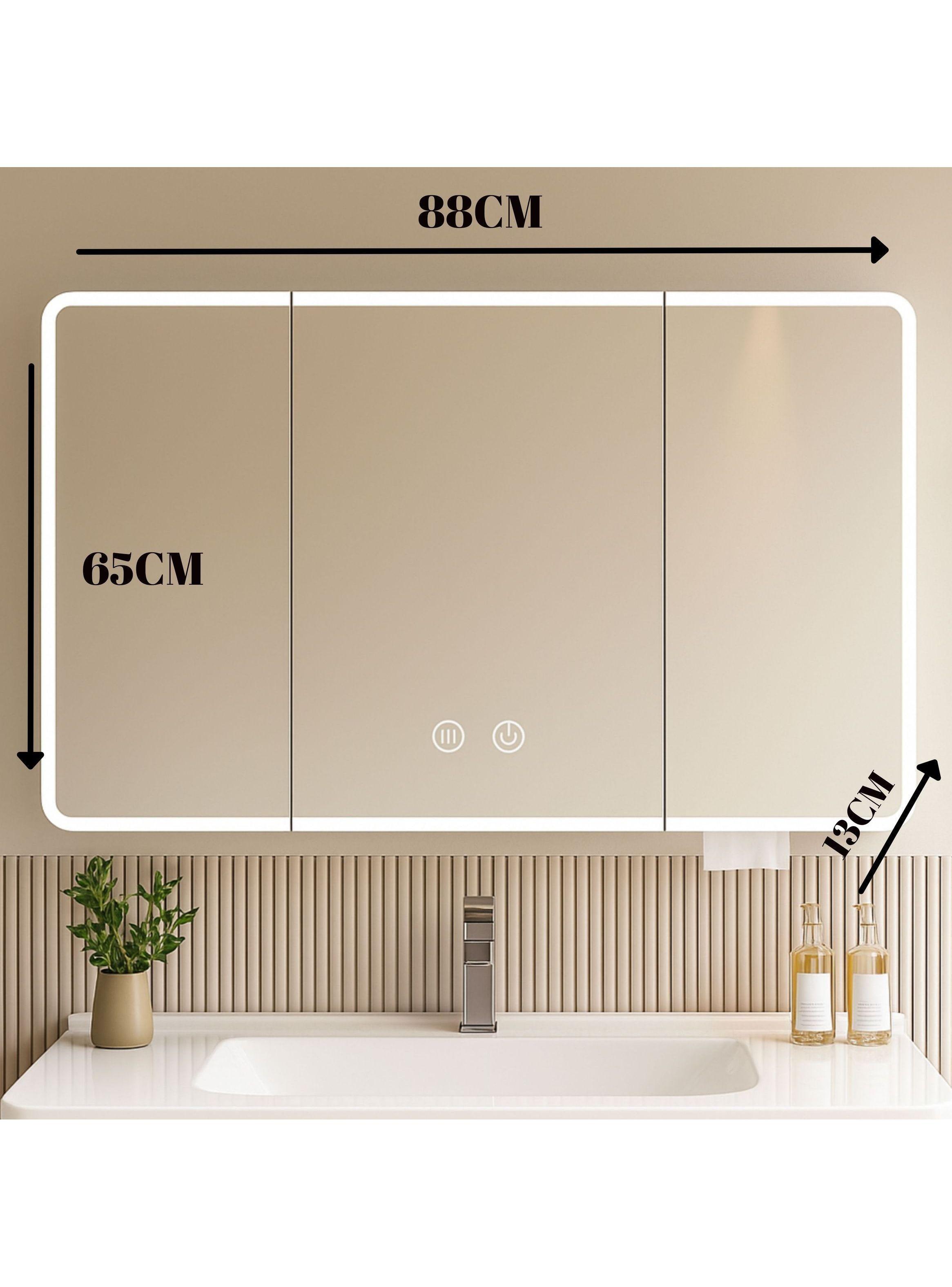 Botiquin Baño Inteligente Con Espejo Luz Antiempañamiento A Color Blanco-3