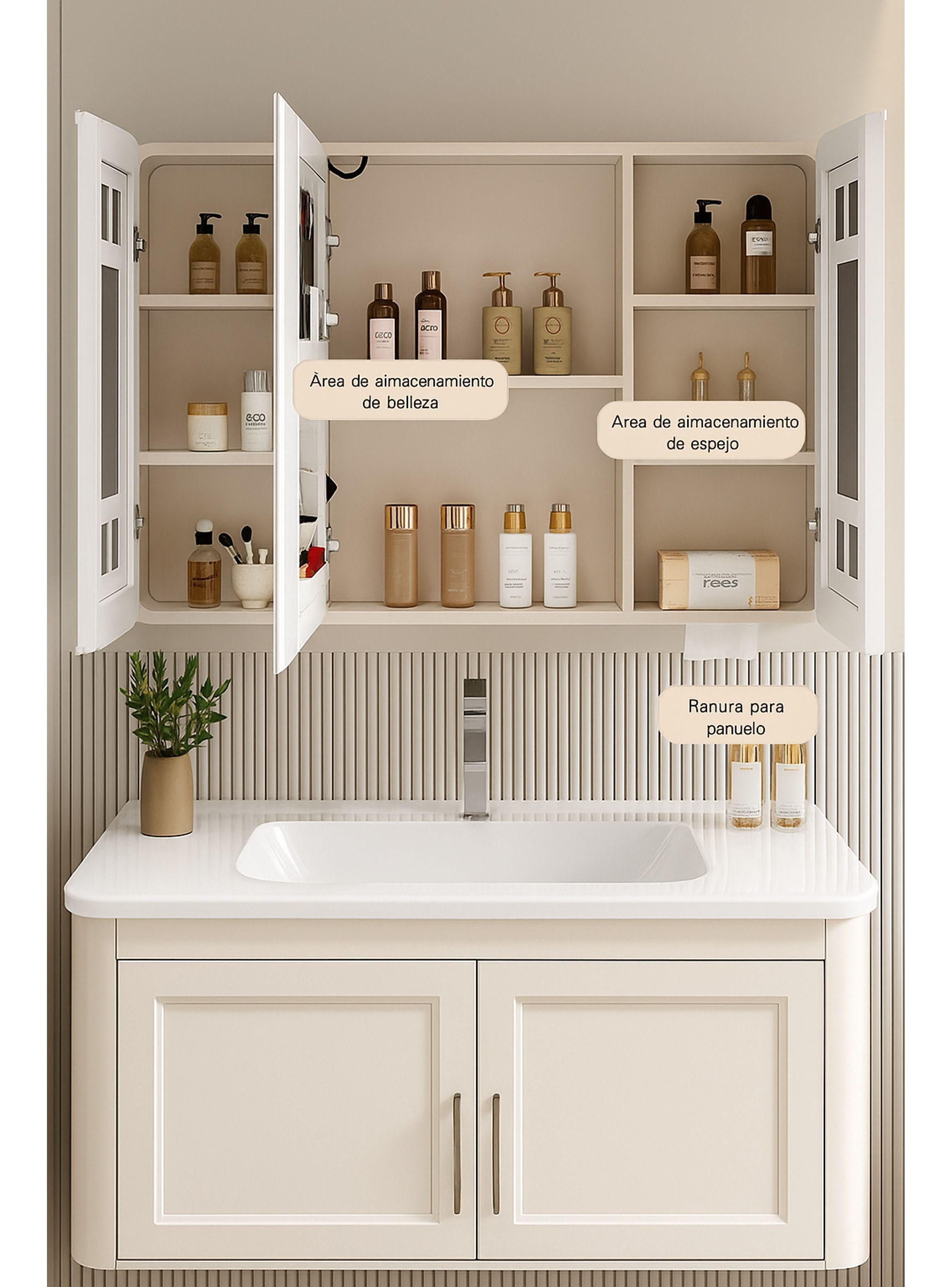 Botiquin Baño Inteligente Con Espejo Luz Antiempañamiento A Color Blanco-6