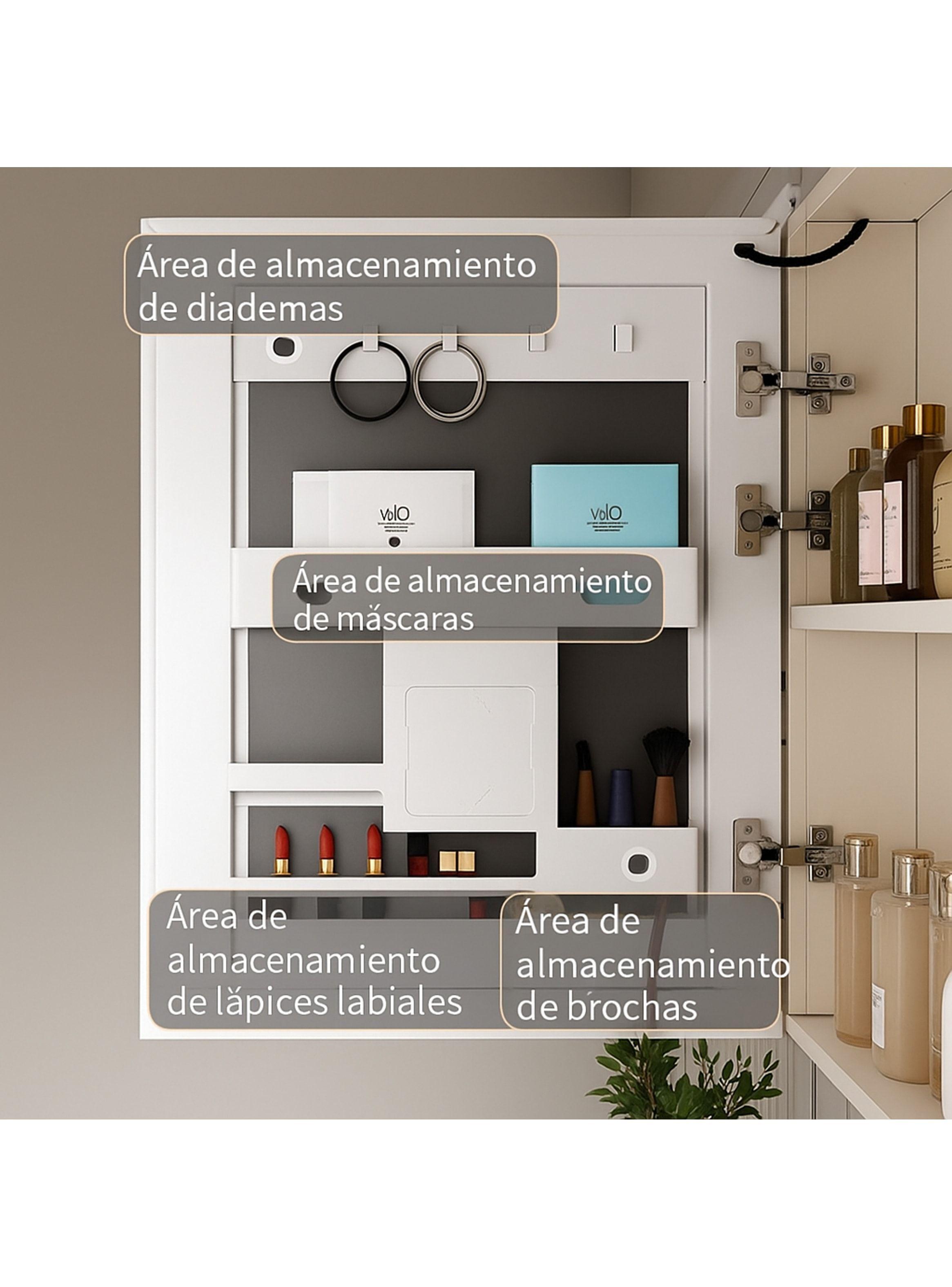 Botiquin Baño Inteligente Con Espejo Luz Antiempañamiento A Color Blanco-7