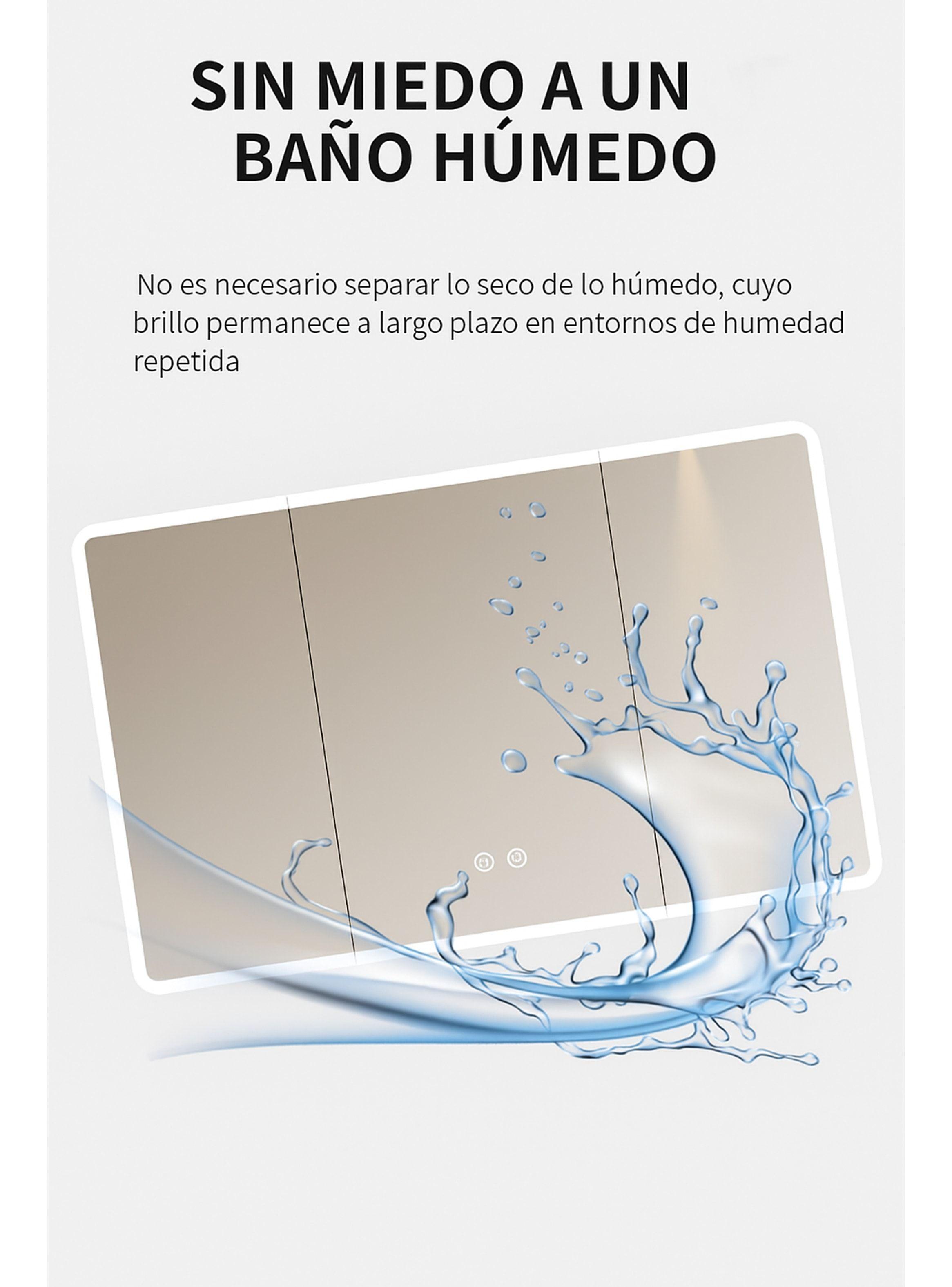 Botiquin Baño Inteligente Con Espejo Luz Antiempañamiento A Color Blanco-8
