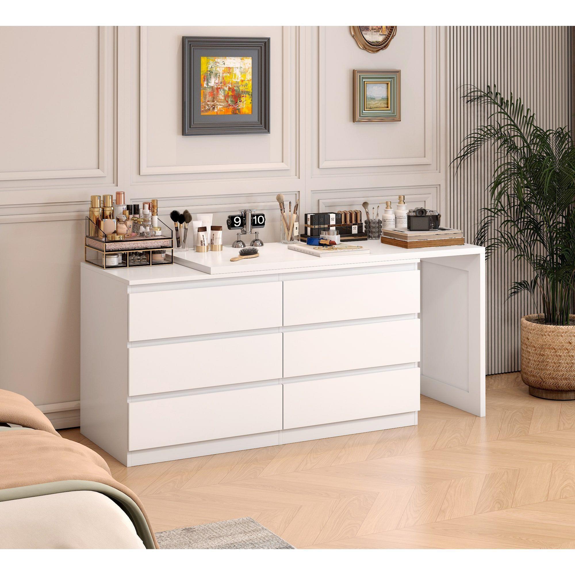 Escritorio Convertible En L+comoda 120x40x70+120x40x68cm Blanco-5