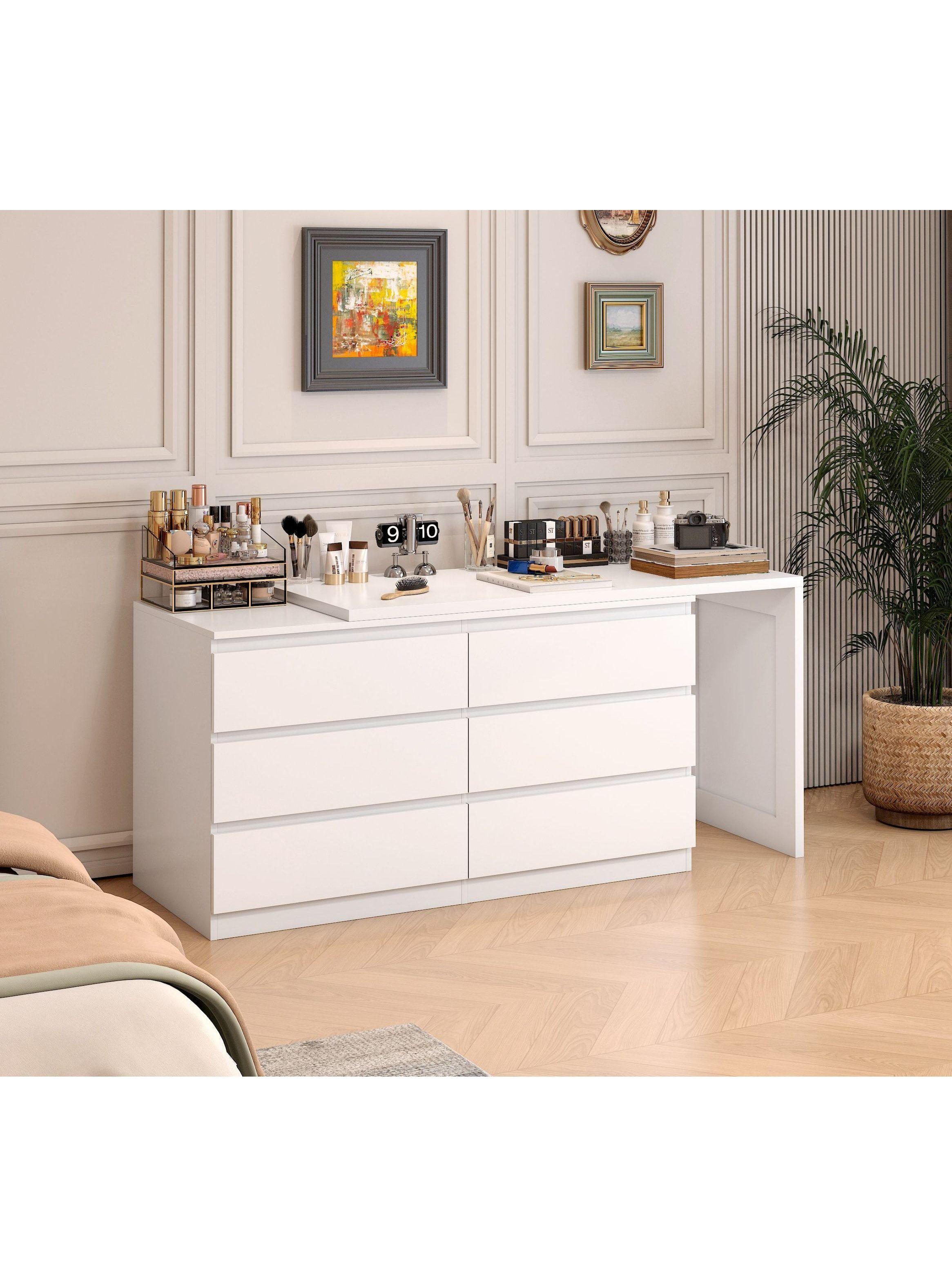 Escritorio Convertible En L+comoda 120x40x70+120x40x68cm Blanco-5
