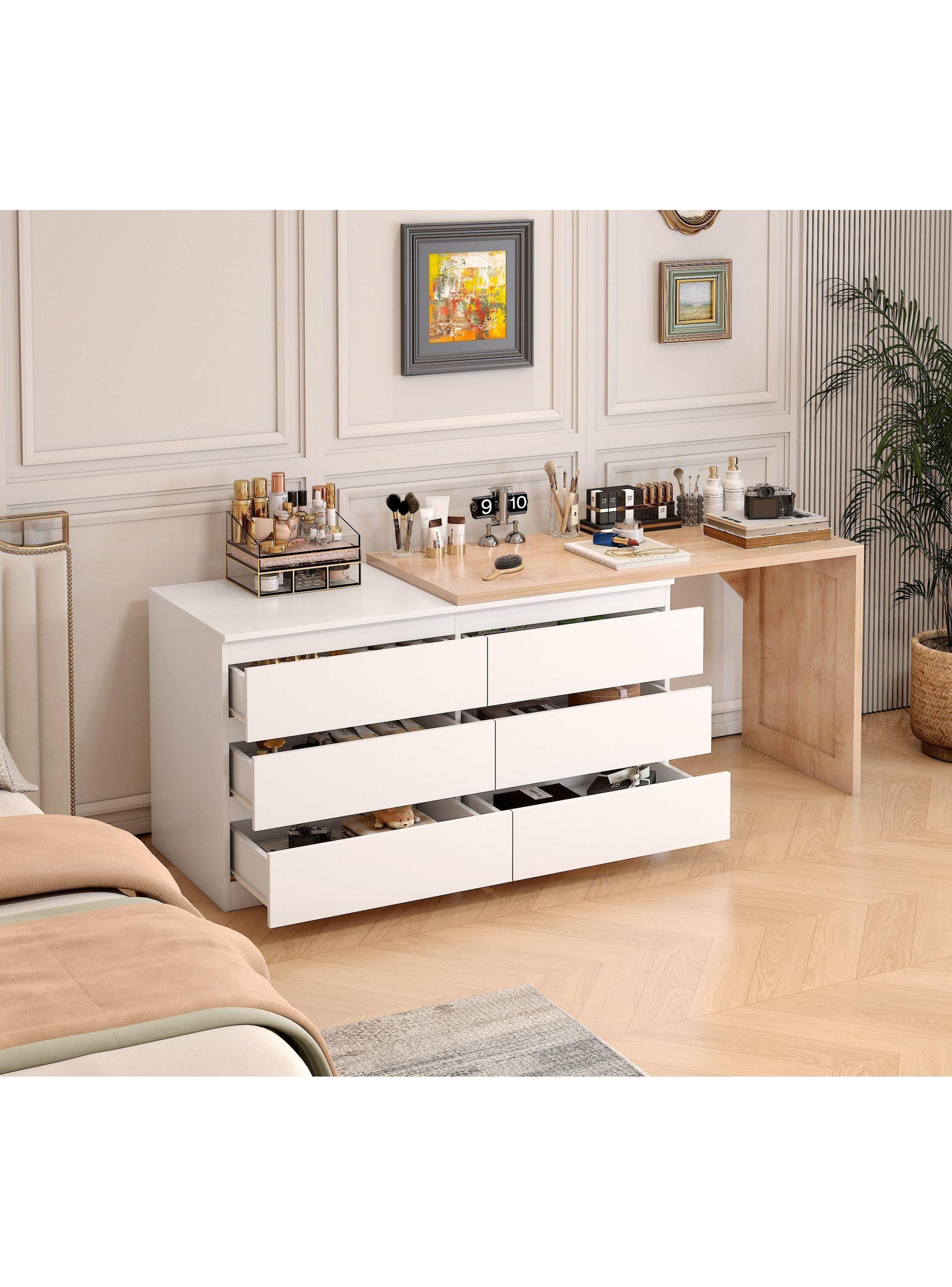 Escritorio Convertible En L+comoda 120x40x70+120x40x68cm Blanco-8