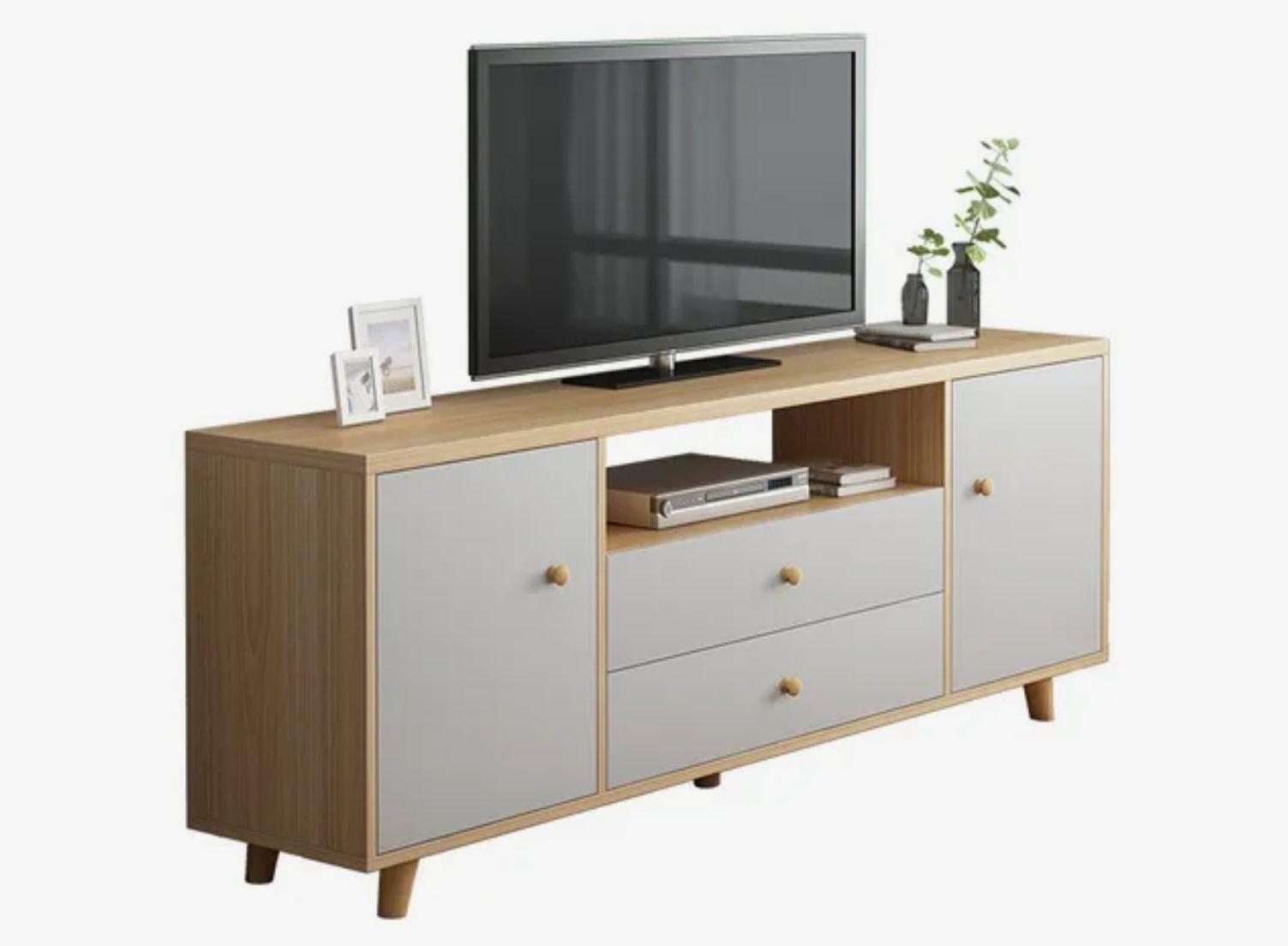 Rack Tv 120x30x58cm 2 Tiras 2 Puerta Melamina Homer Design-0