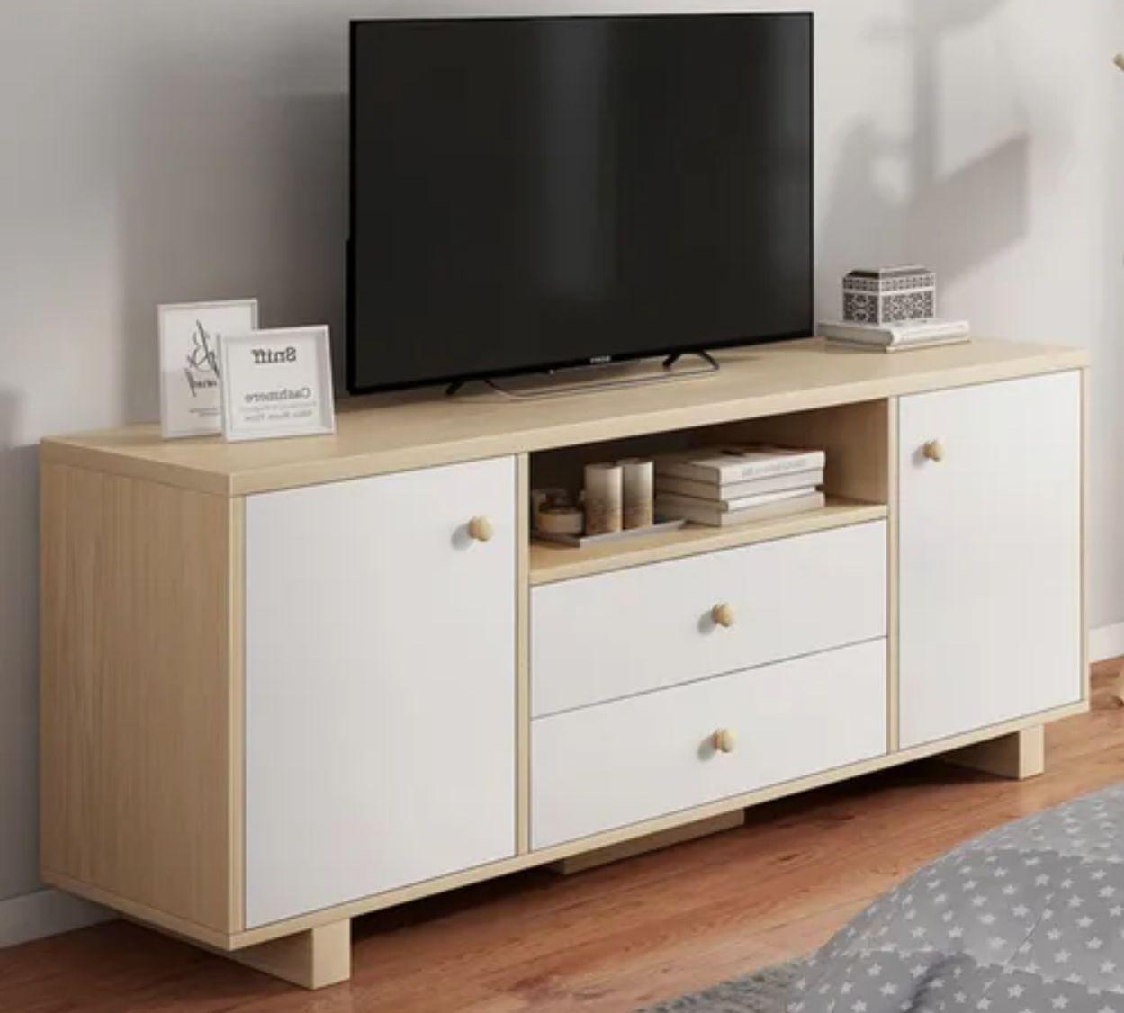 Rack Tv 120x30x58cm 2 Tiras 2 Puerta Melamina Homer Design-1