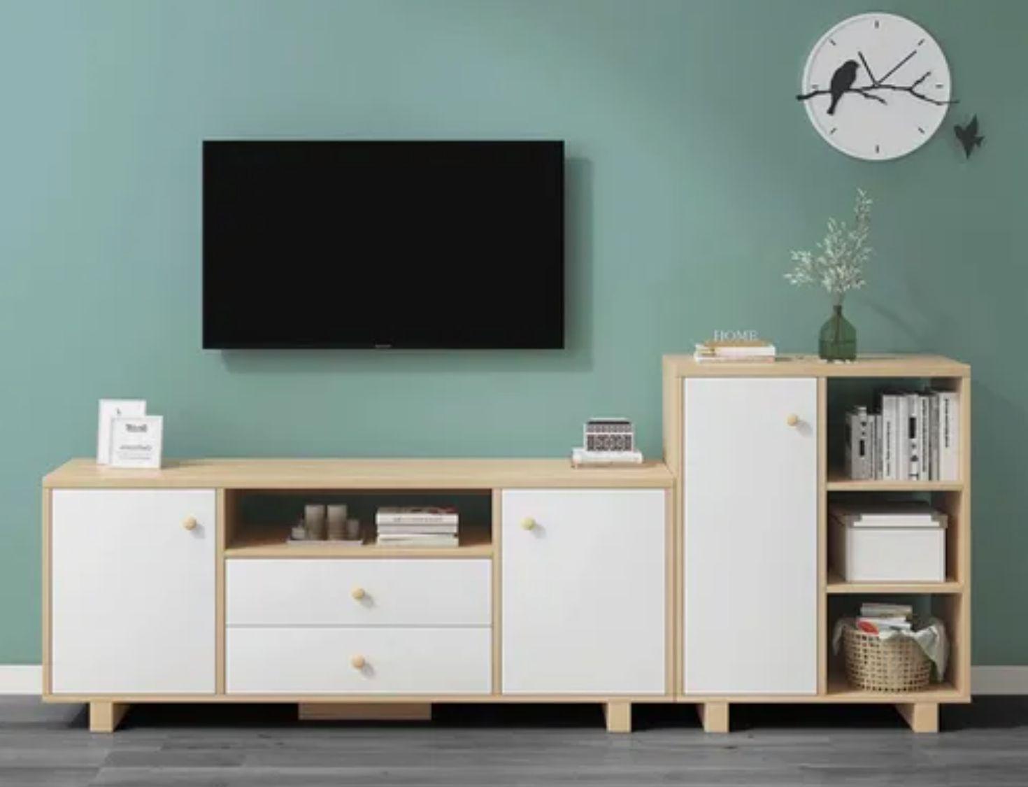 Rack Tv 120x30x58cm 2 Tiras 2 Puerta Melamina Homer Design-2