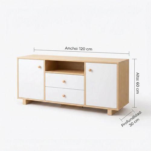 Rack Tv 120x30x58cm 2 Tiras 2 Puerta Melamina Homer Design-3