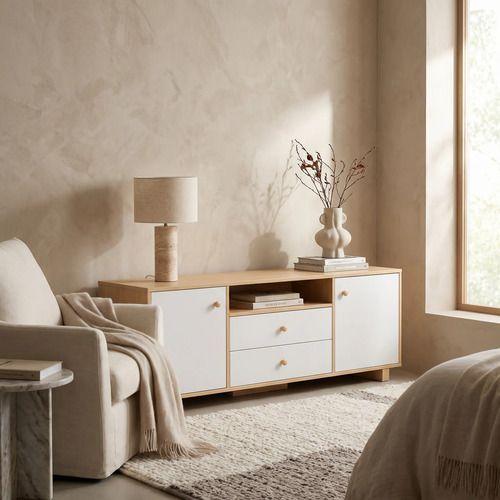Rack Tv 120x30x58cm 2 Tiras 2 Puerta Melamina Homer Design-7