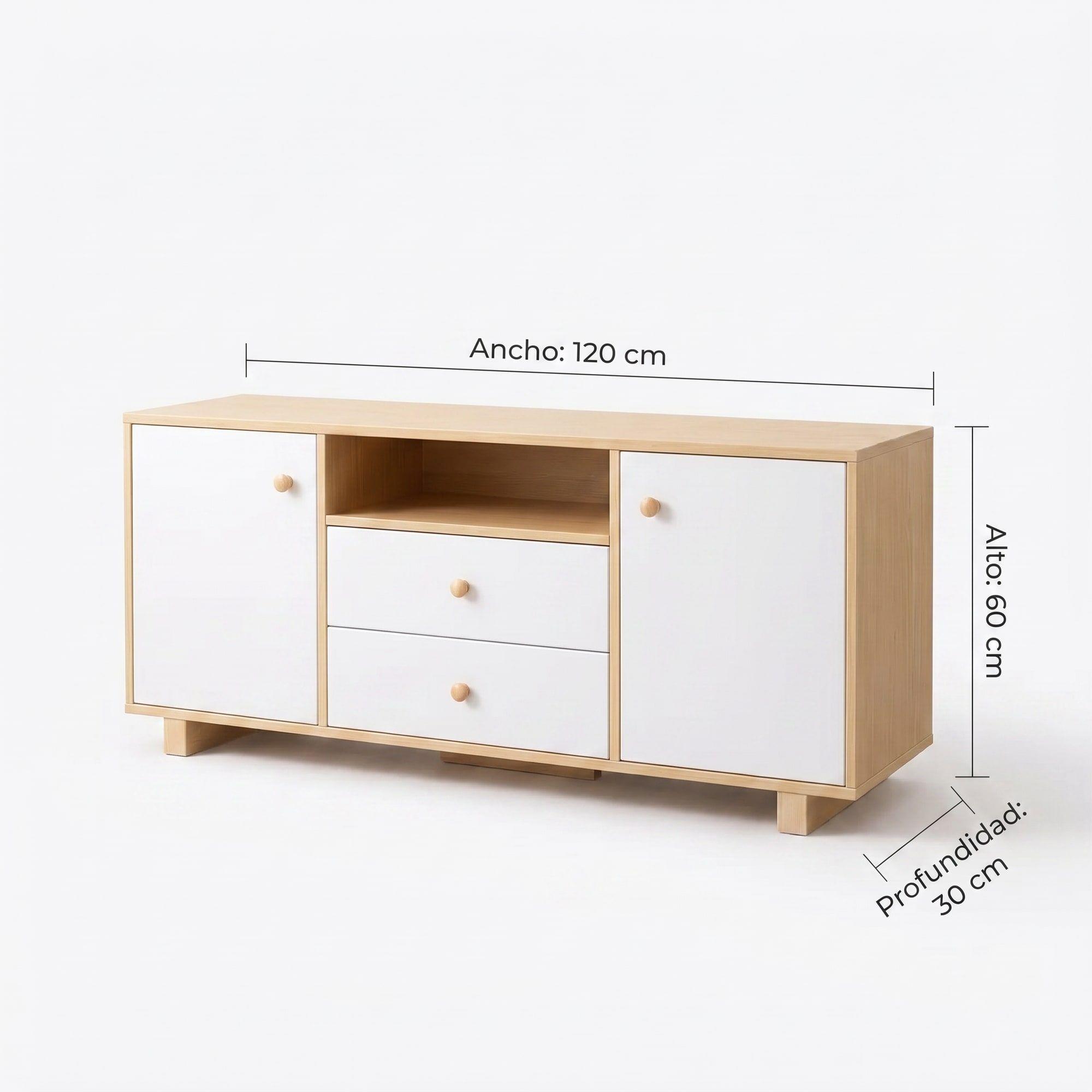 Rack Tv 120x30x58cm 2 Tiras 2 Puerta Melamina Homer Design-3