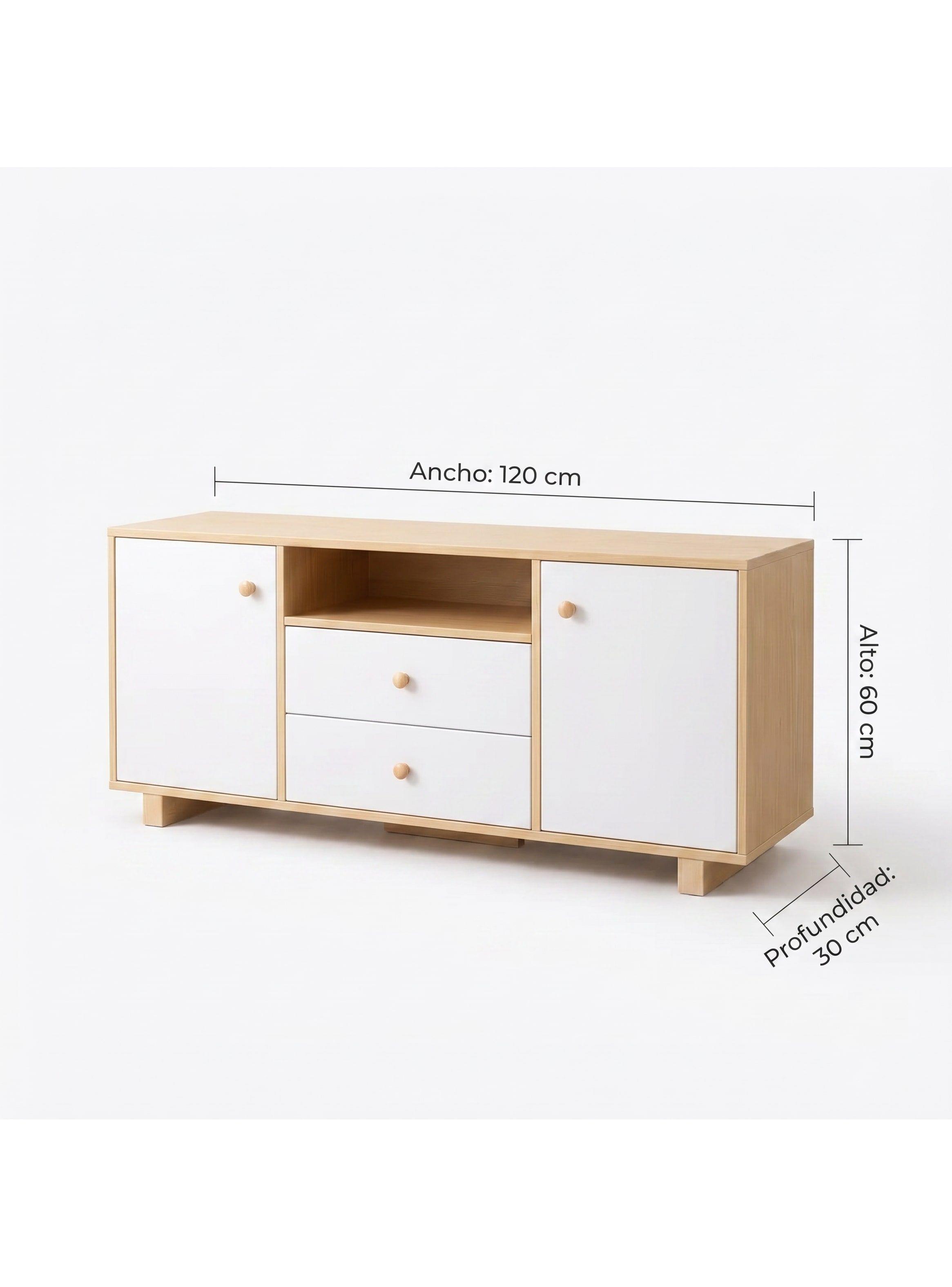 Rack Tv 120x30x58cm 2 Tiras 2 Puerta Melamina Homer Design-3