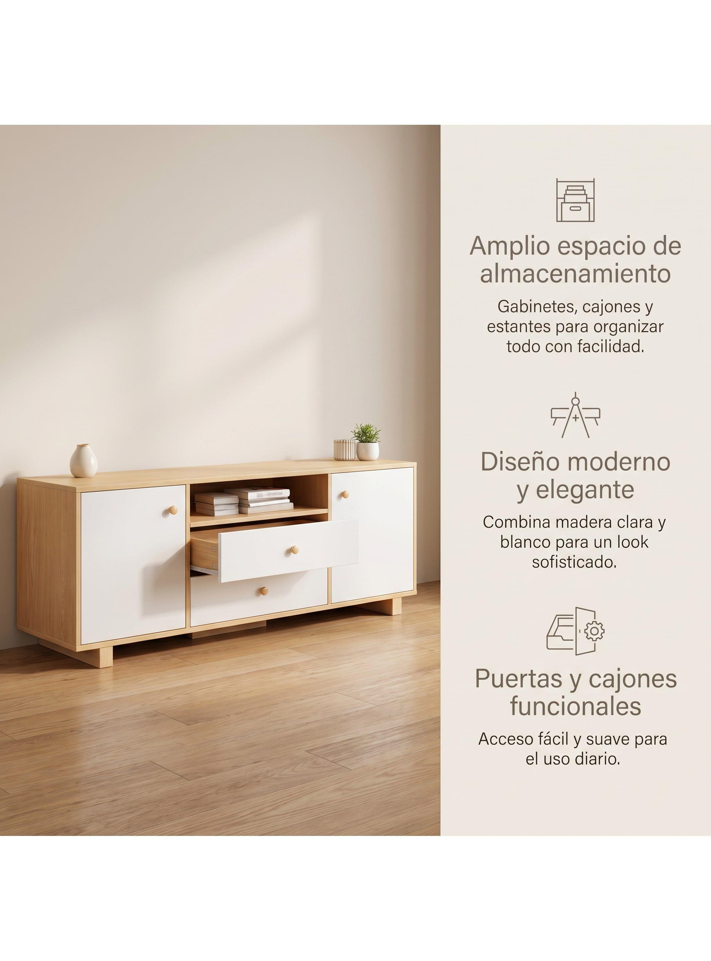 Rack Tv 120x30x58cm 2 Tiras 2 Puerta Melamina Homer Design-2