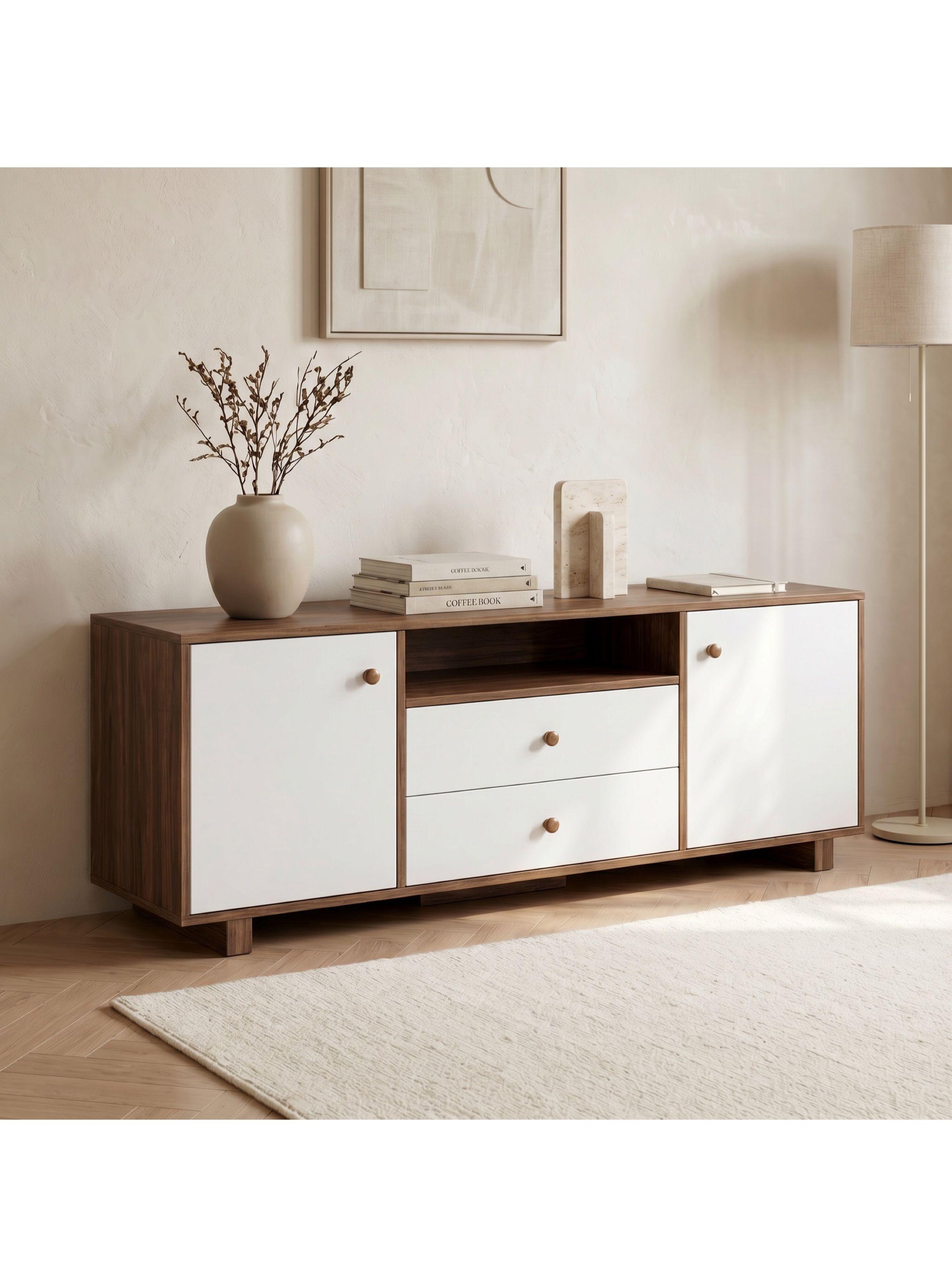 Rack Tv 120x30x58cm 2 Tiras 2 Puerta Melamina Homer Design-0