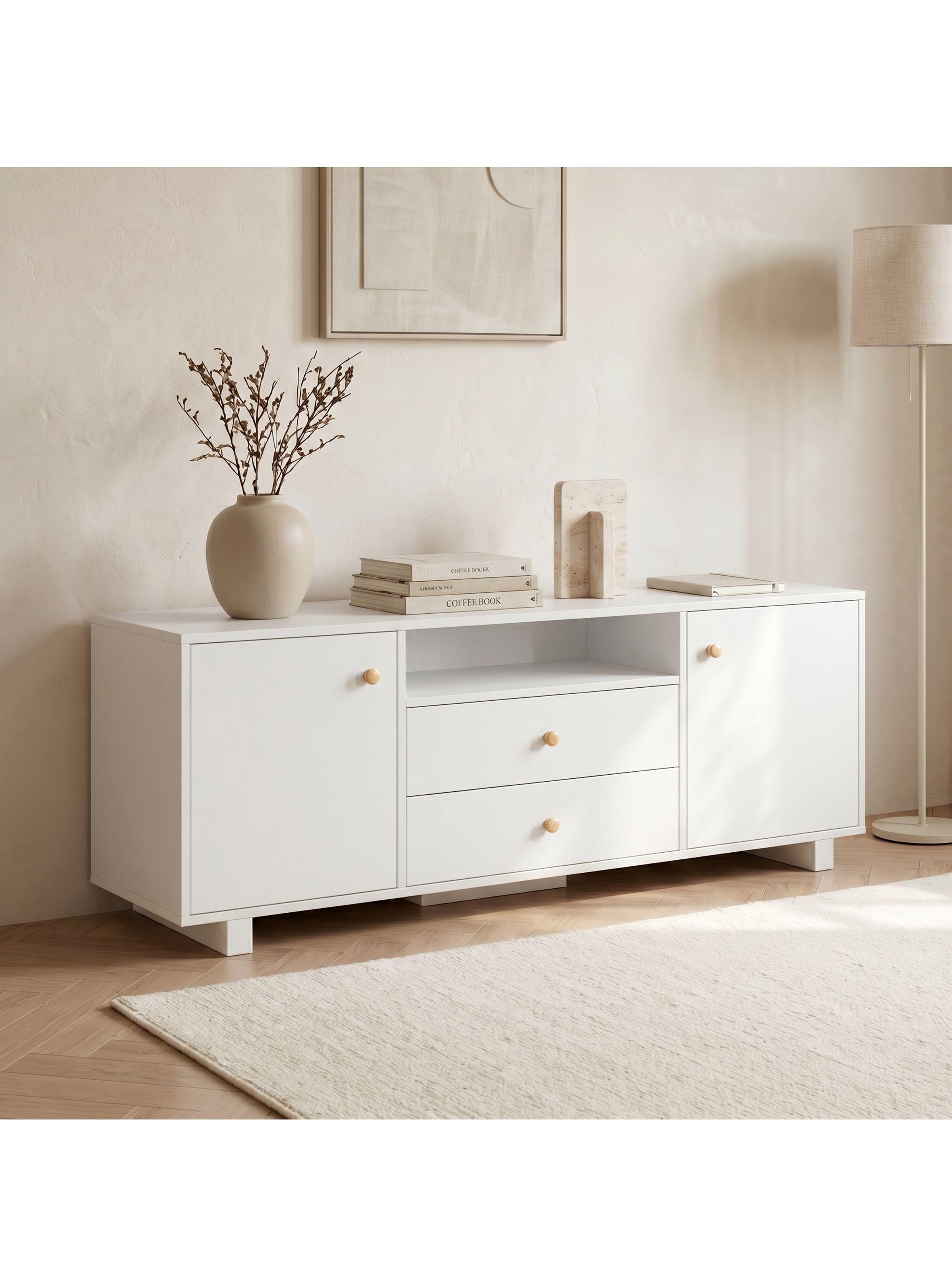 Rack Tv 120x30x58cm 2 Tiras 2 Puerta Melamina Homer Design-0