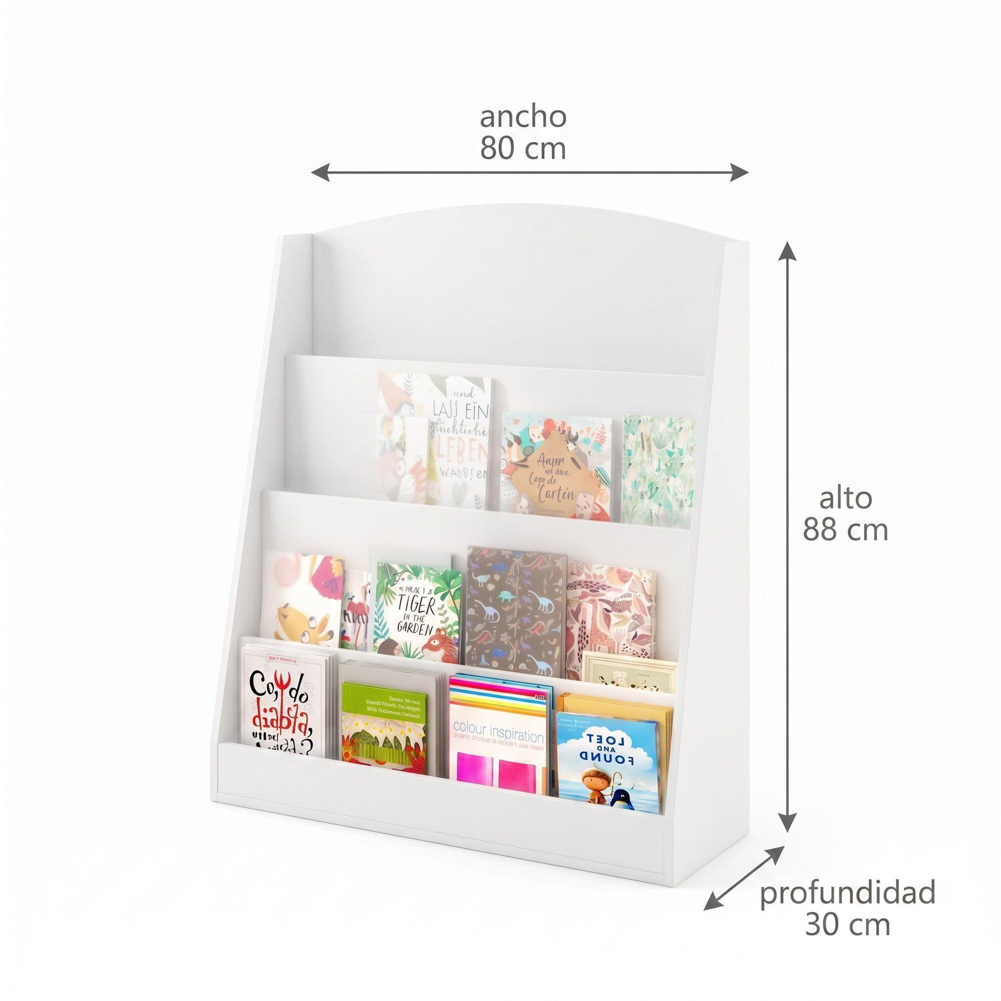Organizador De Libros Repisa Estante Biblioteca Librero 80cm Blanco-2