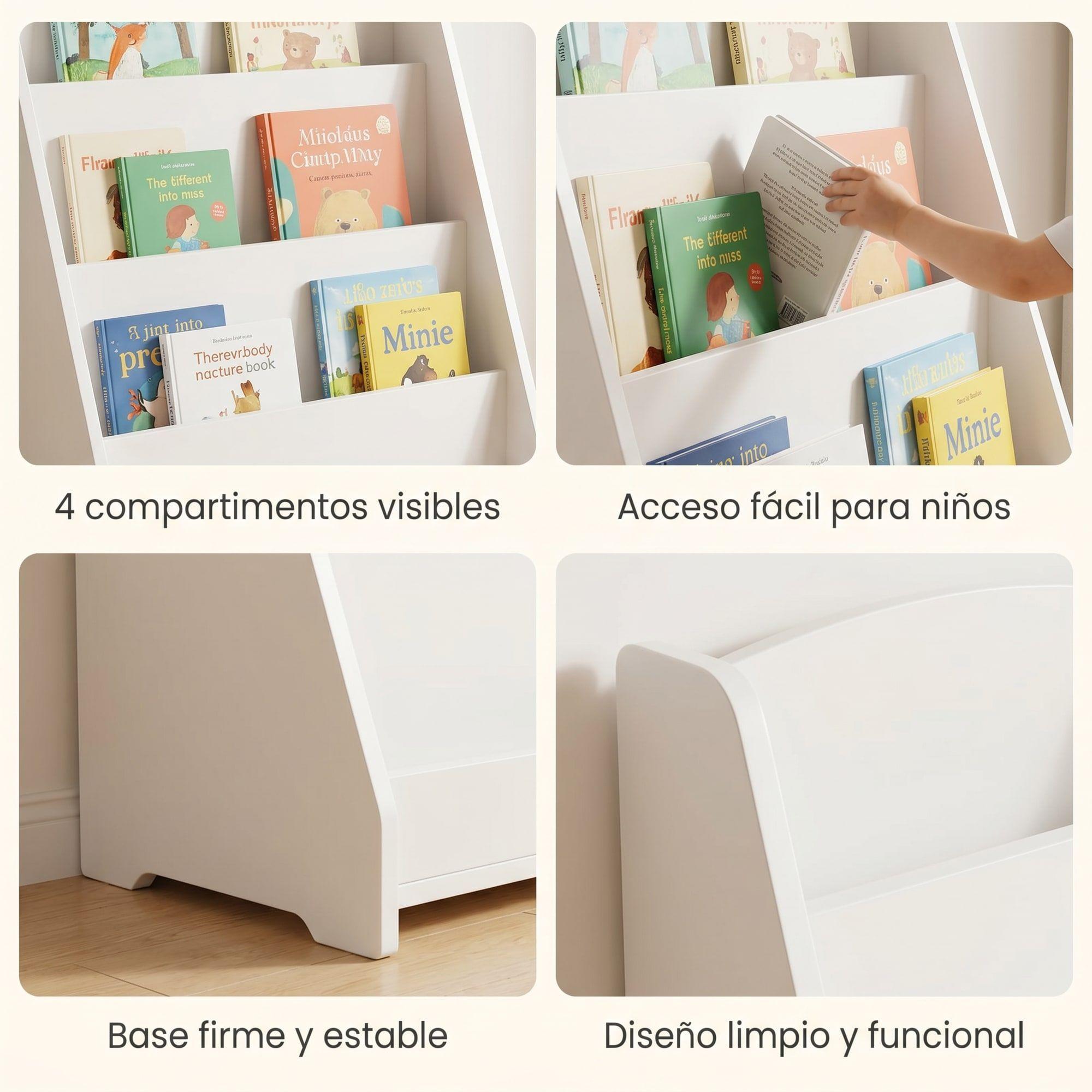 Organizador De Libros Repisa Estante Biblioteca Librero 80cm Blanco-3