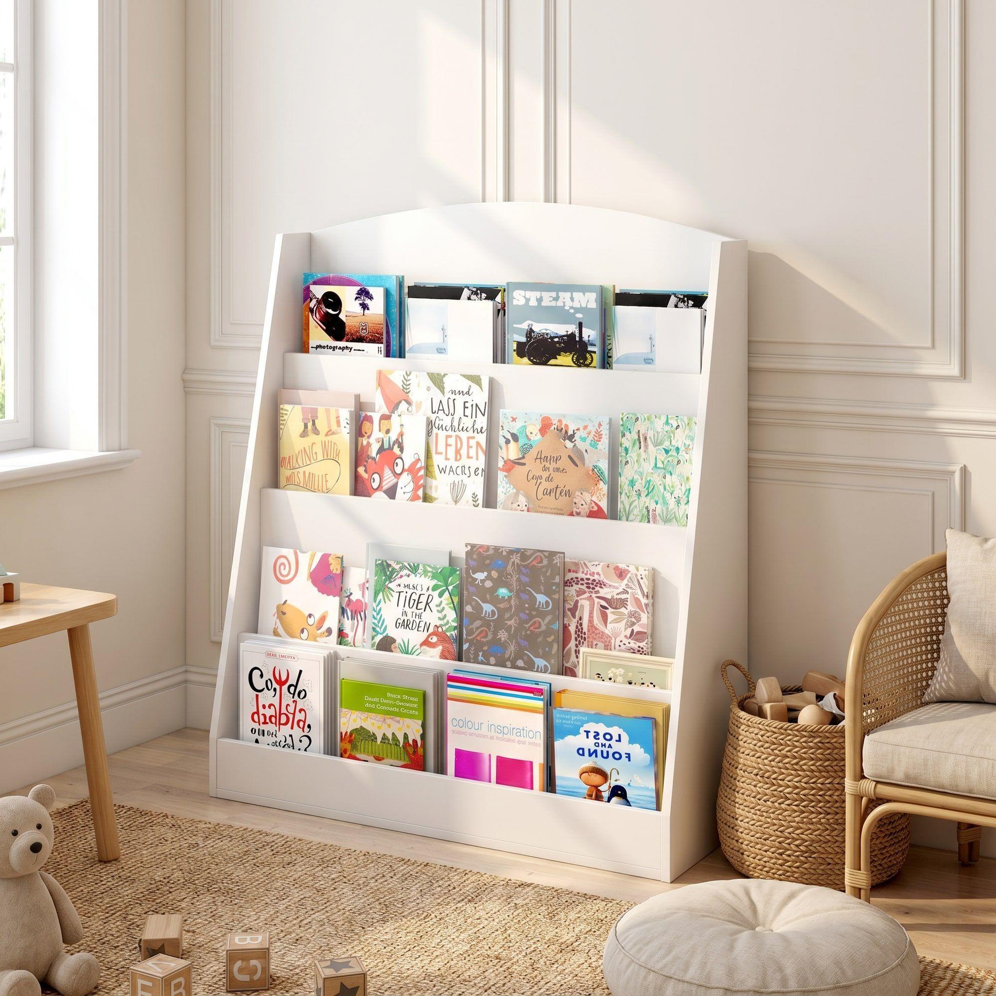 Organizador De Libros Repisa Estante Biblioteca Librero 80cm Blanco-4