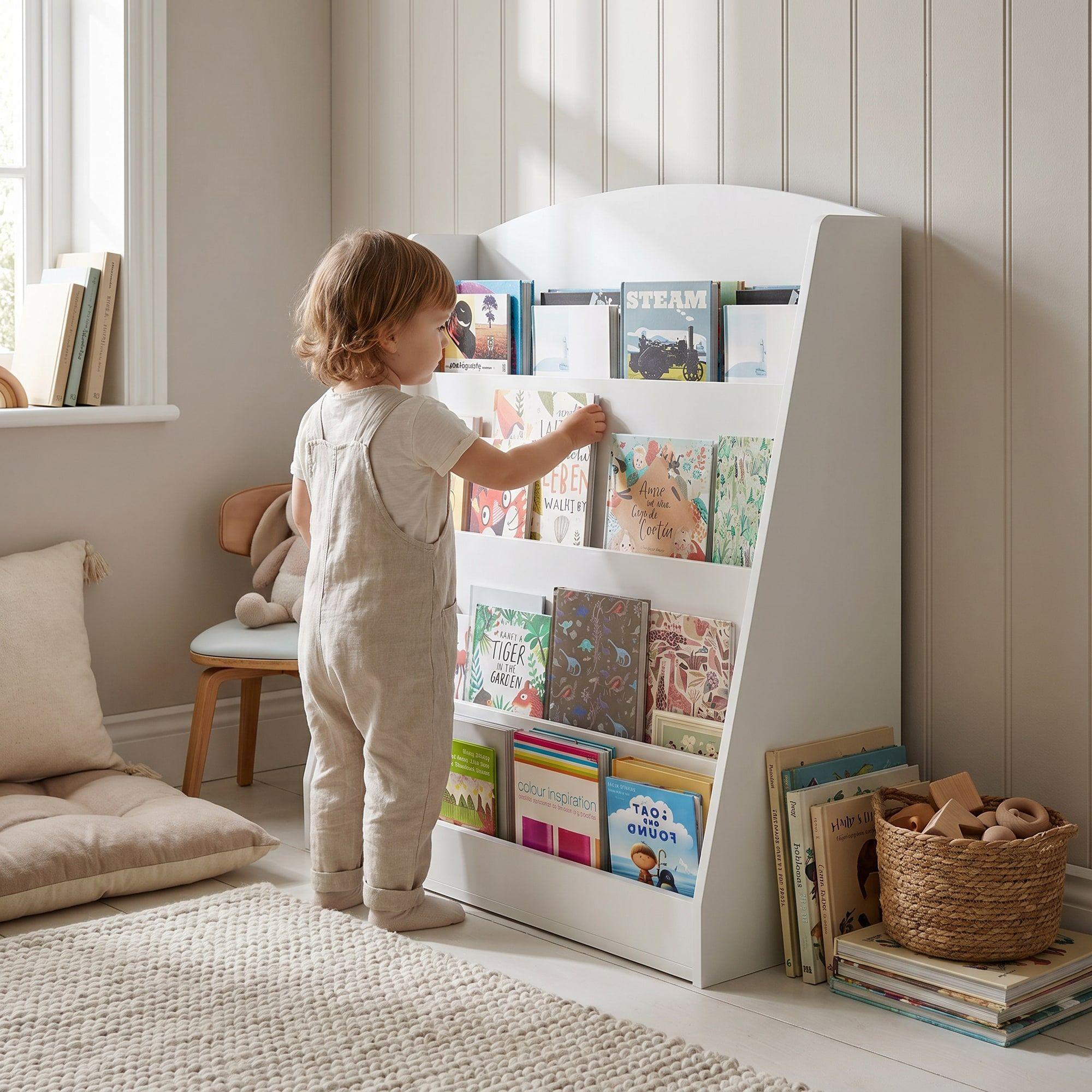 Organizador De Libros Repisa Estante Biblioteca Librero 80cm Blanco-5