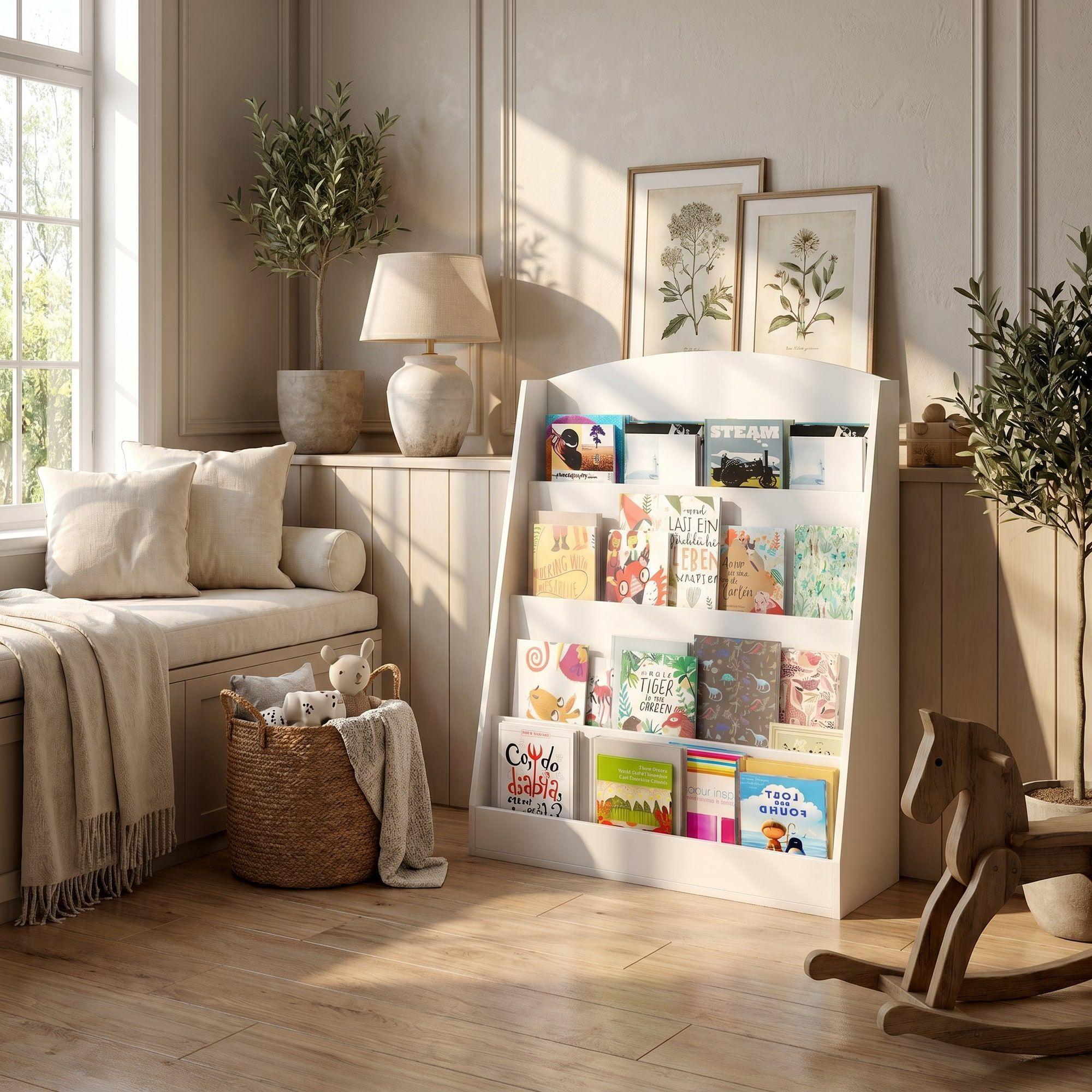 Organizador De Libros Repisa Estante Biblioteca Librero 80cm Blanco-7