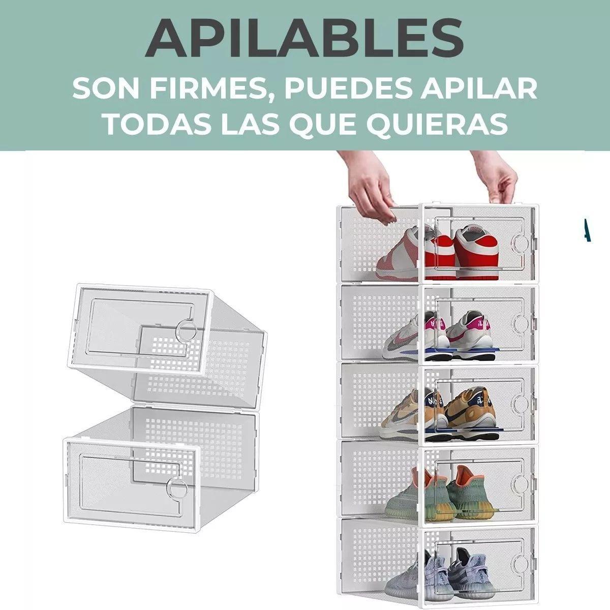Zapatero Caja Organizador De Zapatos Marca Homer Design Set X4 Unidade Apilables Firmes Transparente-3