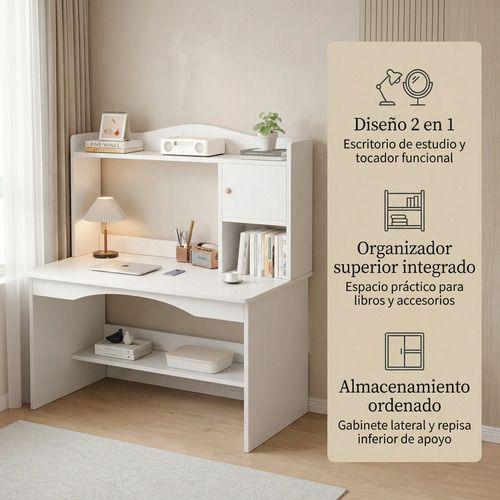 Escritorio Oficina Con Organizador Solido 120x48x115cm Blanco-1