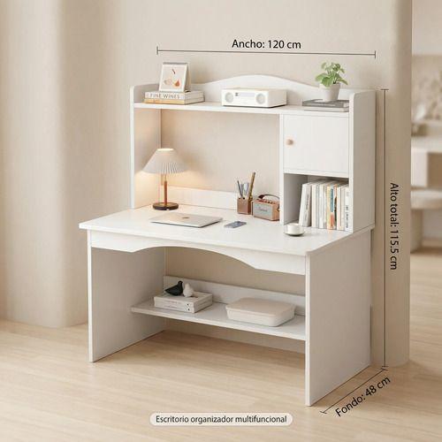 Escritorio Oficina Con Organizador Solido 120x48x115cm Blanco-2