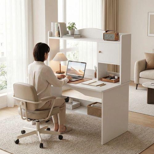 Escritorio Oficina Con Organizador Solido 120x48x115cm Blanco-5