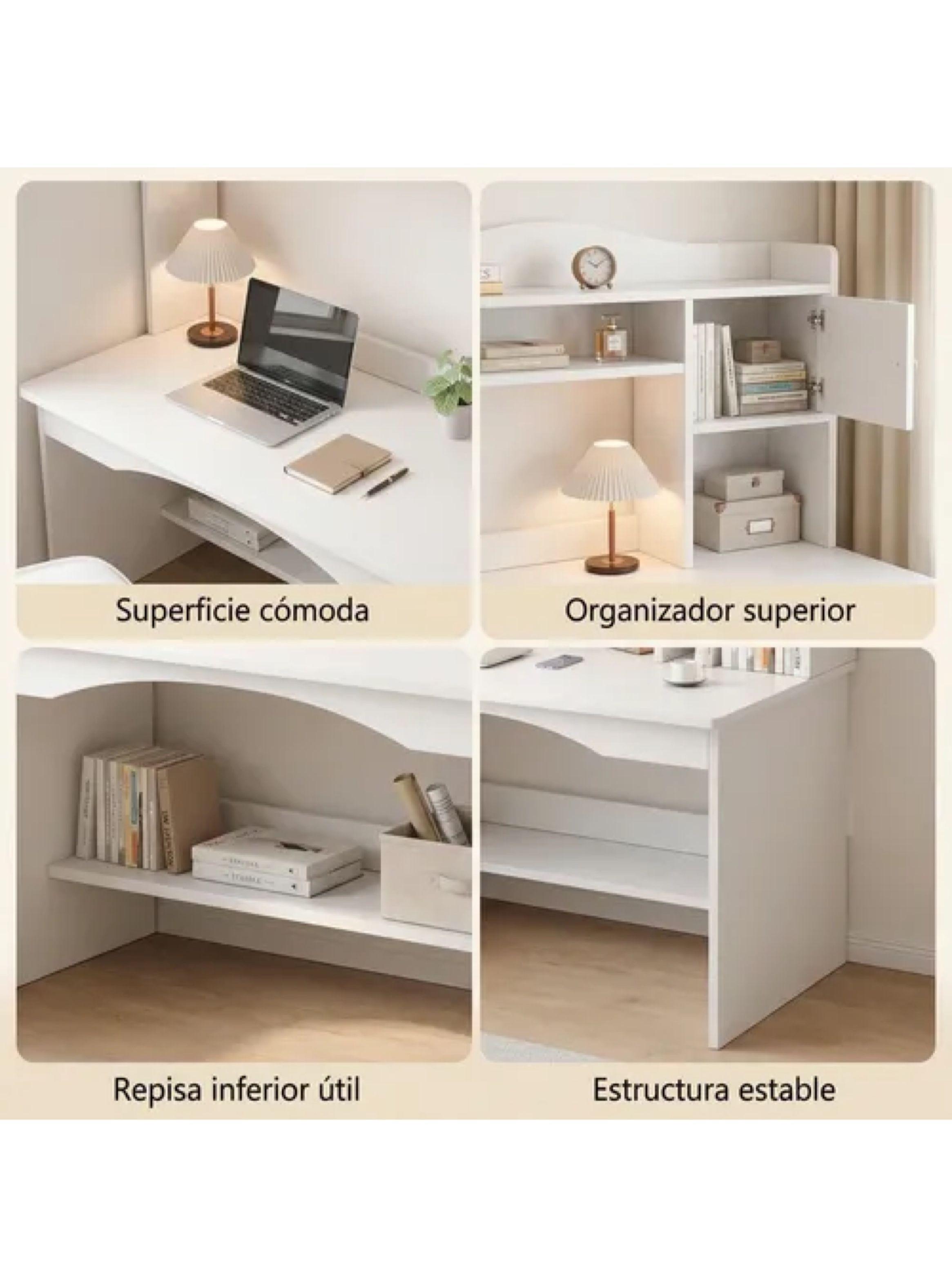 Escritorio Oficina Con Organizador Solido 120x48x115cm Blanco-3