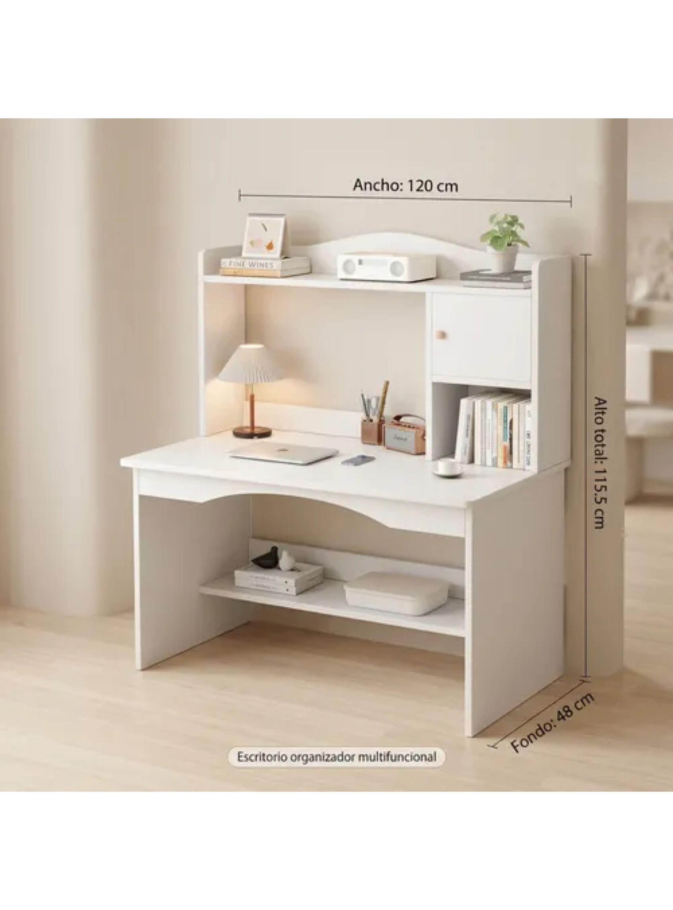 Escritorio Oficina Con Organizador Solido 120x48x115cm Blanco-2