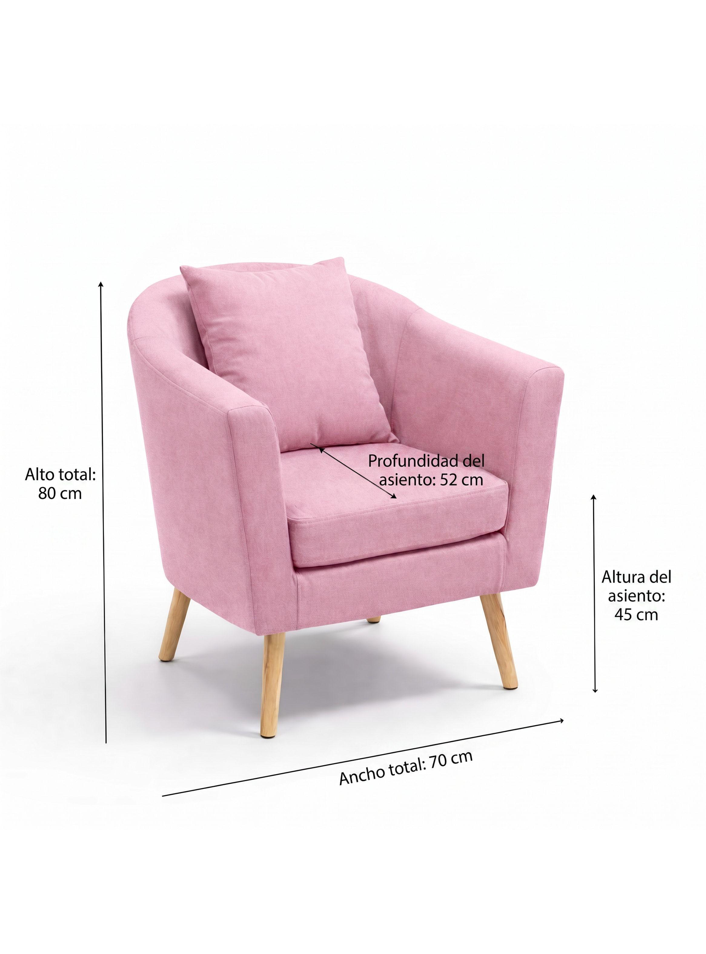 Sitial Poltrona Silla Sillon Con Cojin De Regalo 80x70x52cm Rosa-3