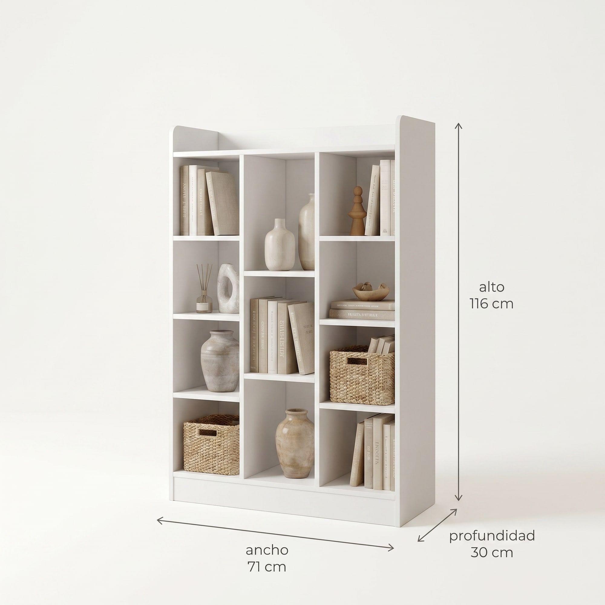 Organizador De Libros Repisa Estante Biblioteca Librero 71cm Blanco-2